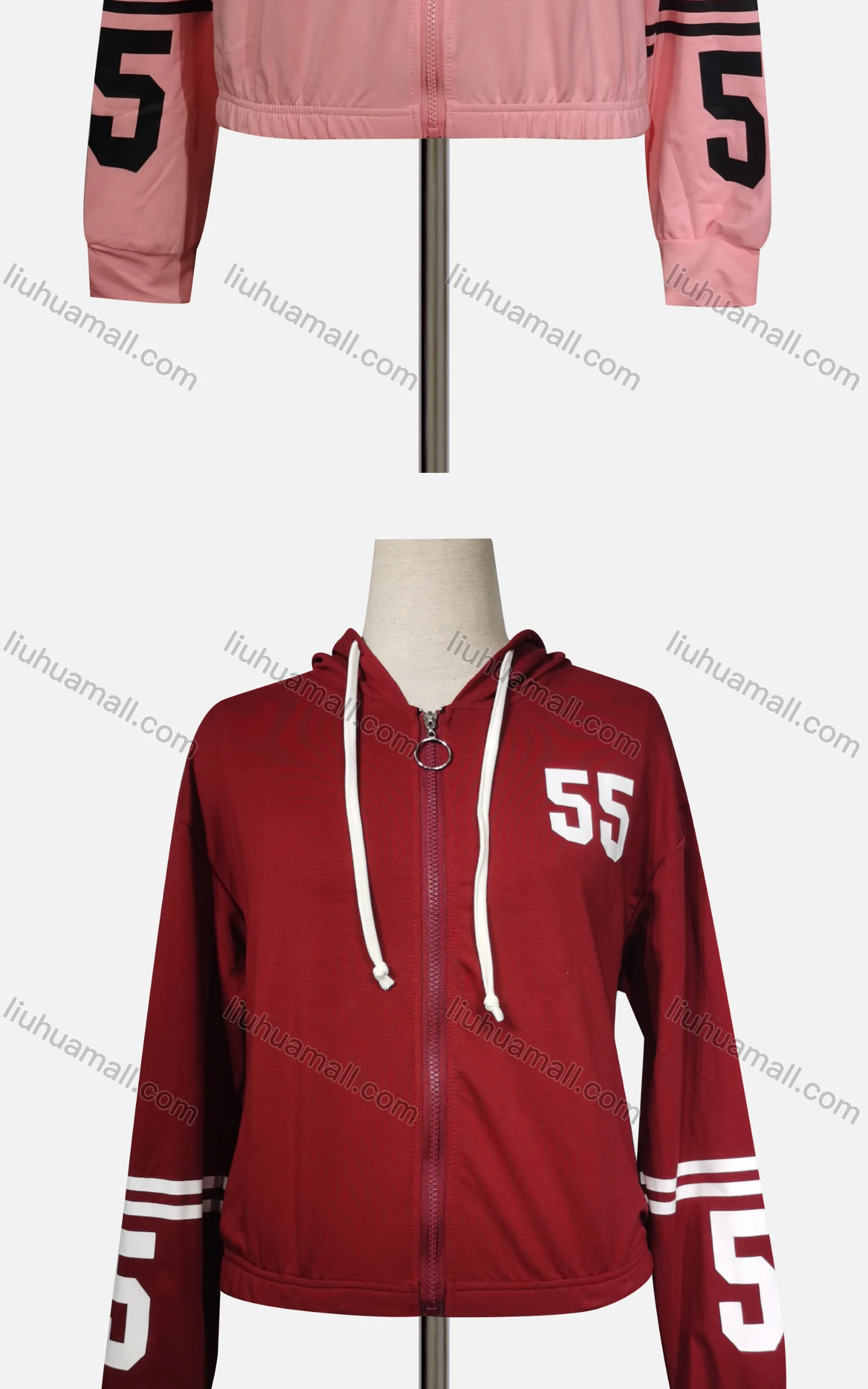 Wholesale Women's Casual Hooded Full Zip Long Sleeve Hoodies - Liuhuamall