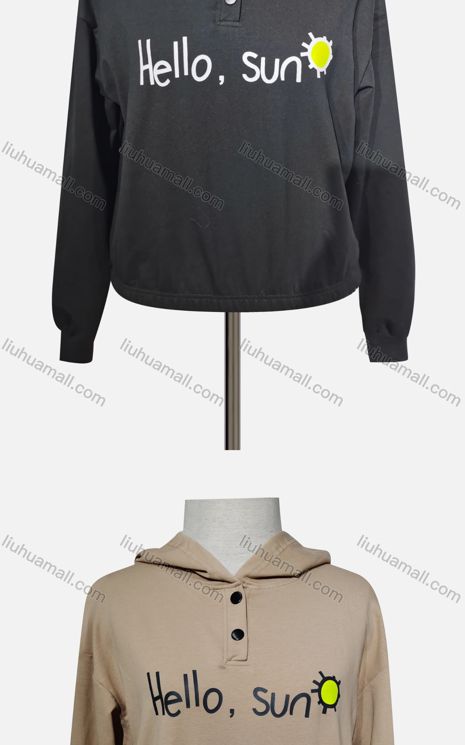 Wholesale Women's Casual Hooded Long Sleeve Button Front Hoodies - Liuhuamall