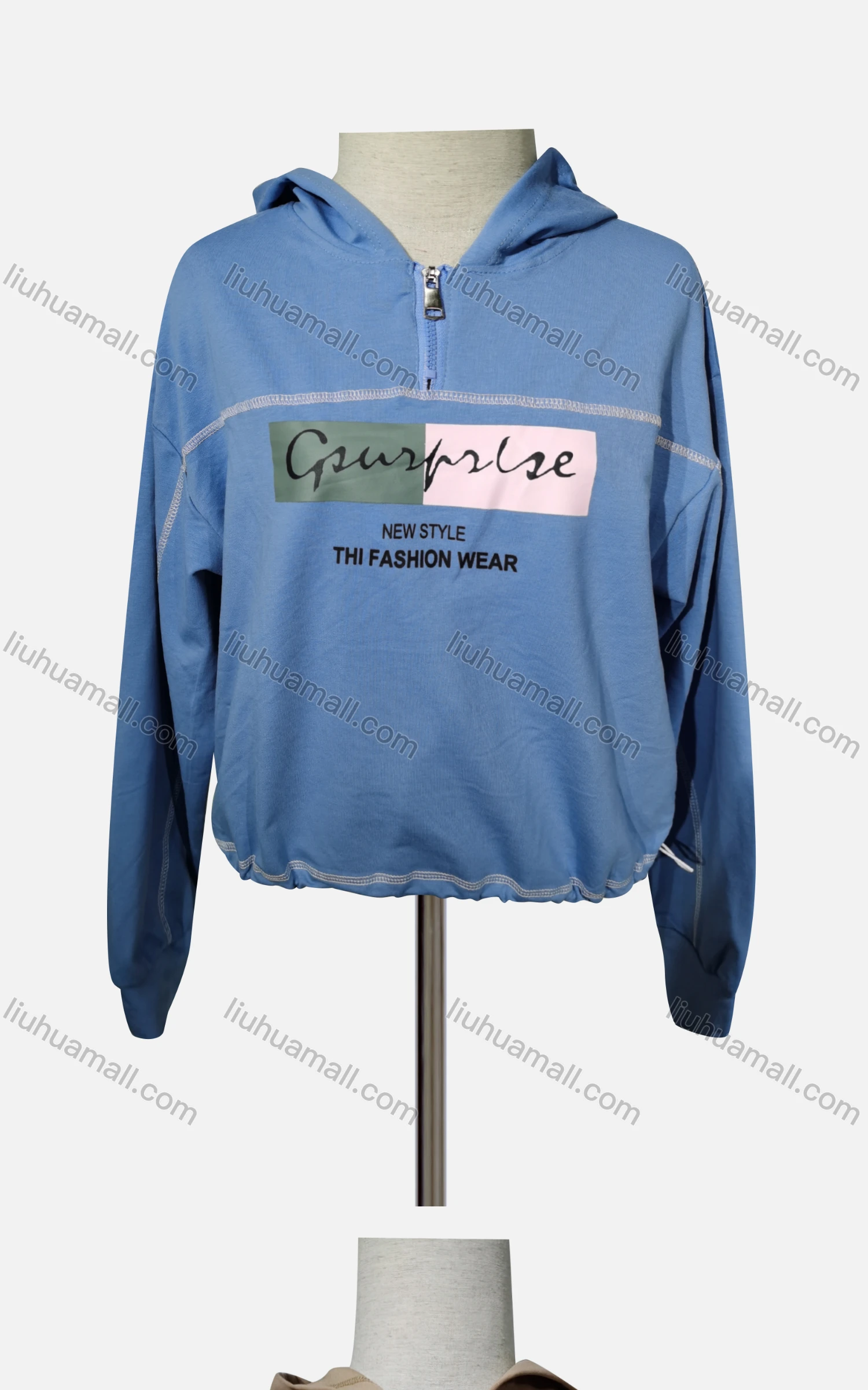 Wholesale Women's Casual Hooded Letter Quarter Zip Long Sleeve Hoodies - Liuhuamall