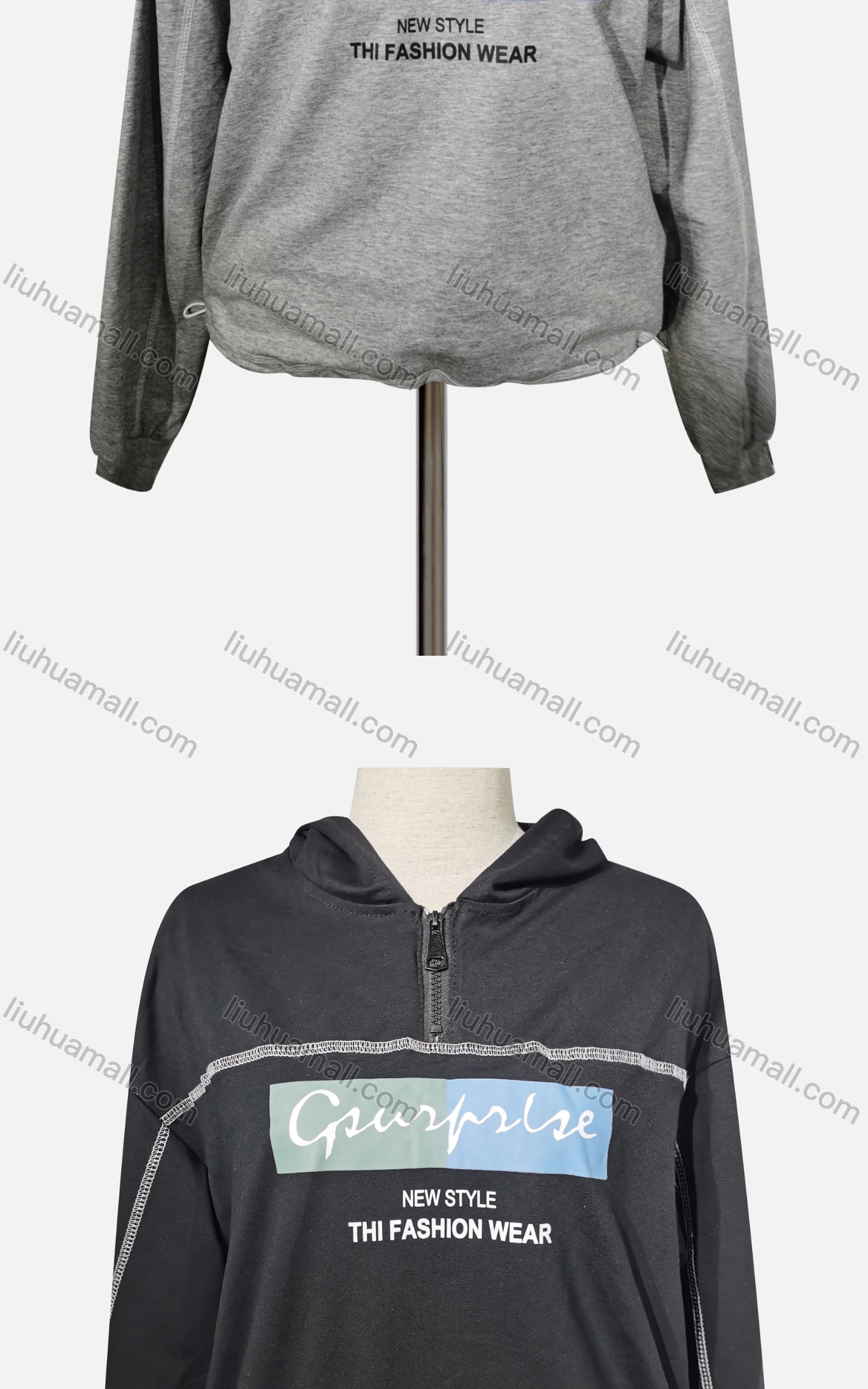 Wholesale Women's Casual Hooded Letter Quarter Zip Long Sleeve Hoodies - Liuhuamall