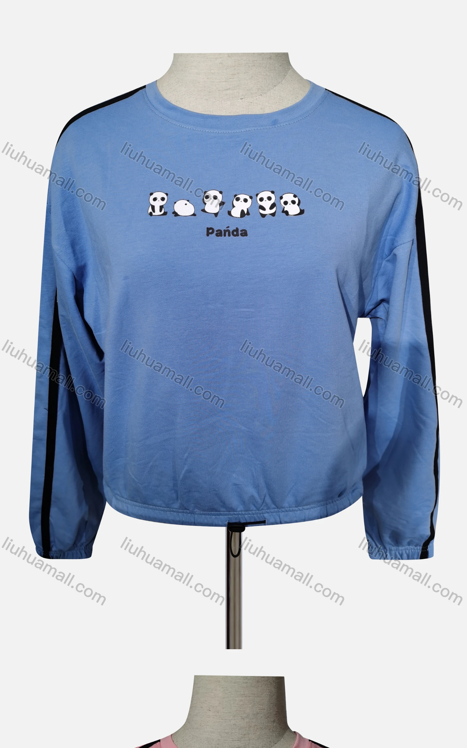 Wholesale Women's Casual Cartoon Crew Neck Long Sleeve Elastic Cuff Drawstring Top - Liuhuamall