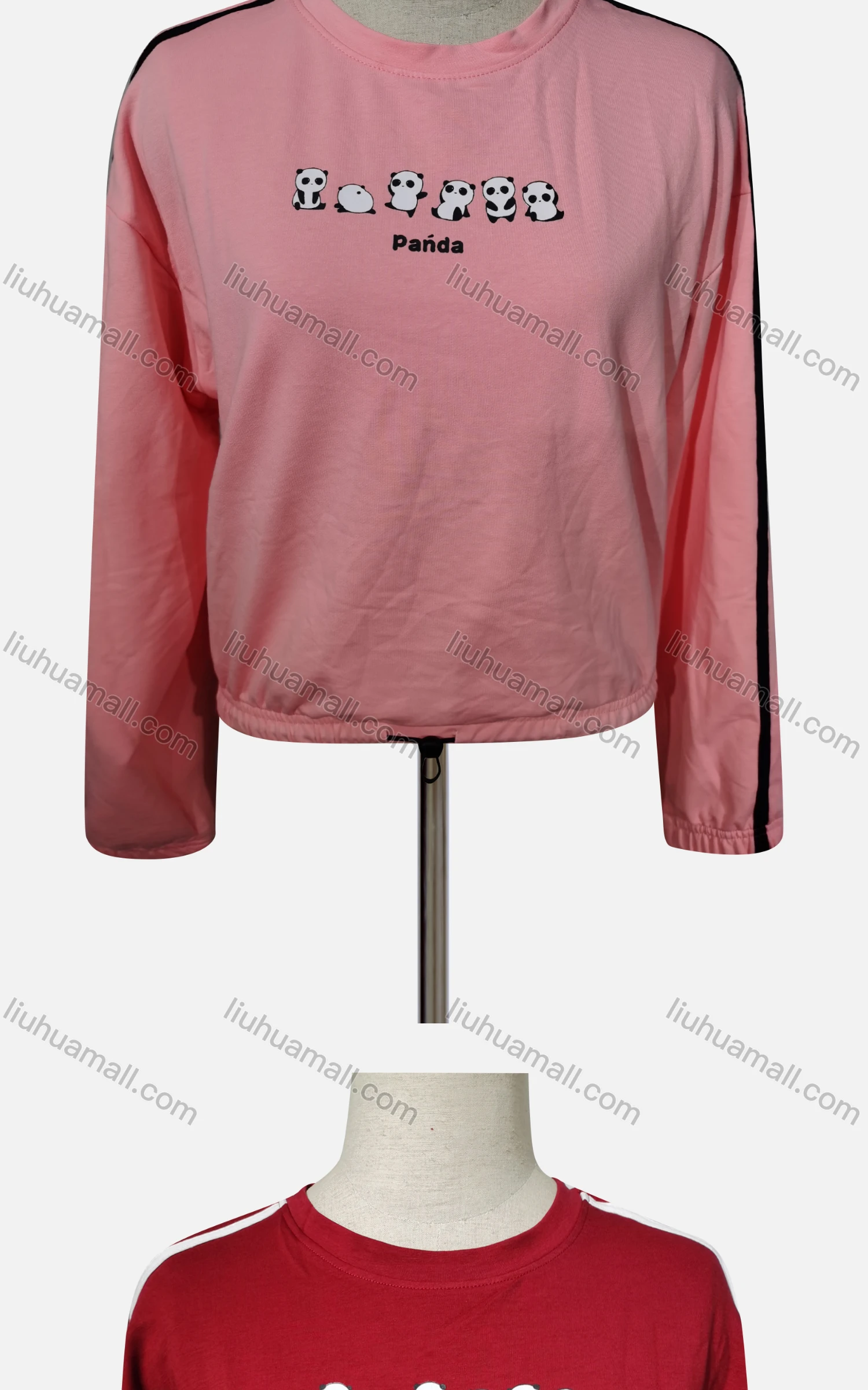 Wholesale Women's Casual Cartoon Crew Neck Long Sleeve Elastic Cuff Drawstring Top - Liuhuamall