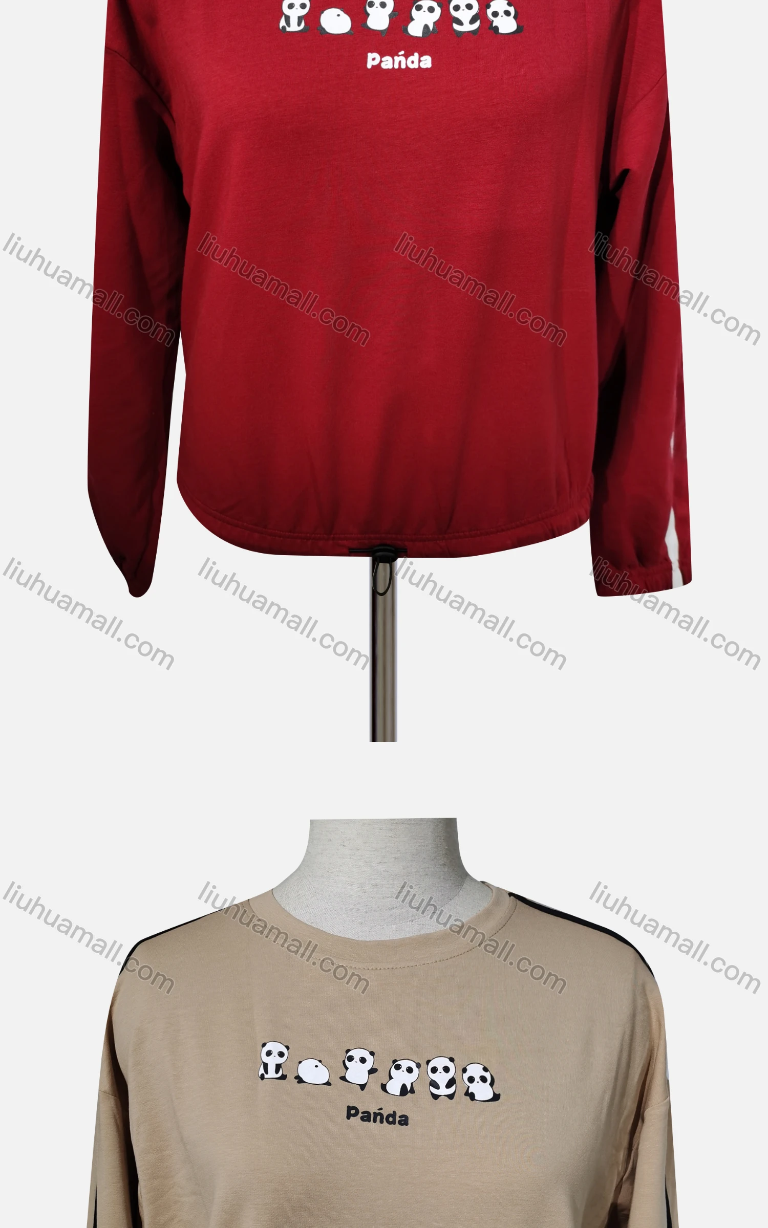 Wholesale Women's Casual Cartoon Crew Neck Long Sleeve Elastic Cuff Drawstring Top - Liuhuamall