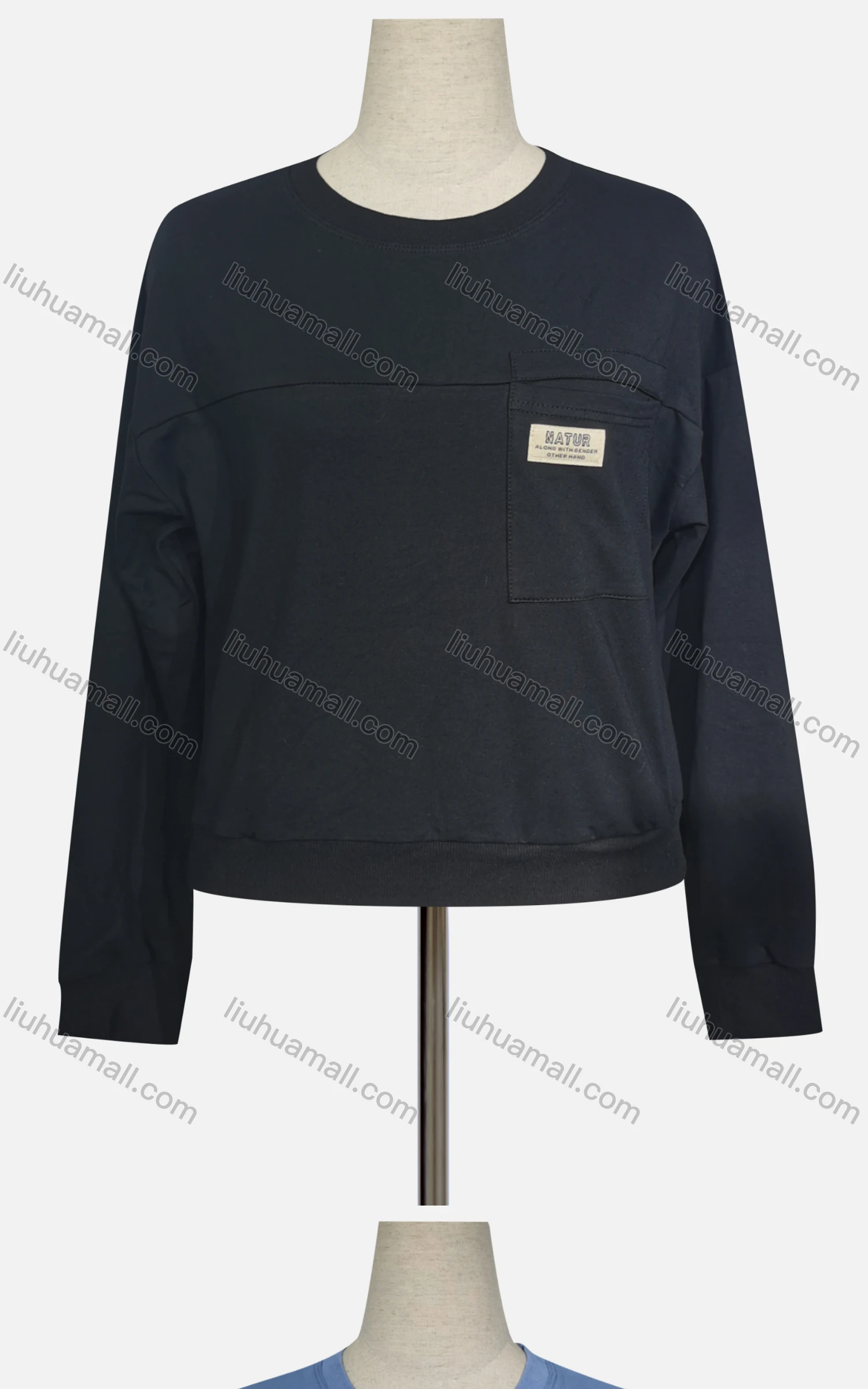 Wholesale Women's Casual Crew Neck Long Sleeve Sewing Label Plain Sweatshirt - Liuhuamall