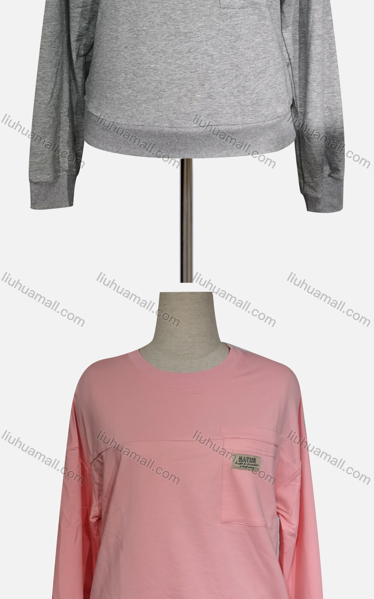 Wholesale Women's Casual Crew Neck Long Sleeve Sewing Label Plain Sweatshirt - Liuhuamall