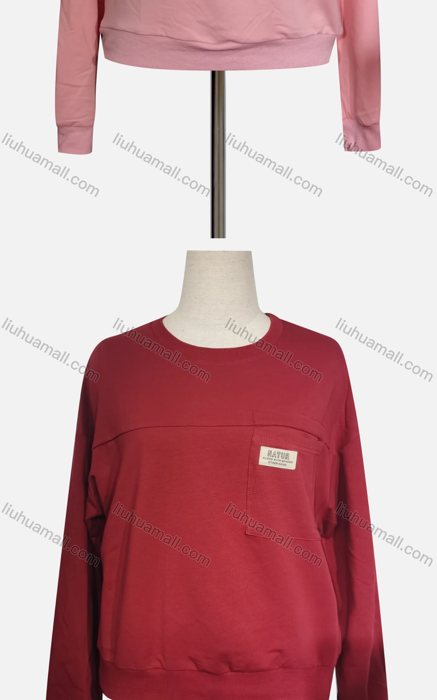 Wholesale Women's Casual Crew Neck Long Sleeve Sewing Label Plain Sweatshirt - Liuhuamall