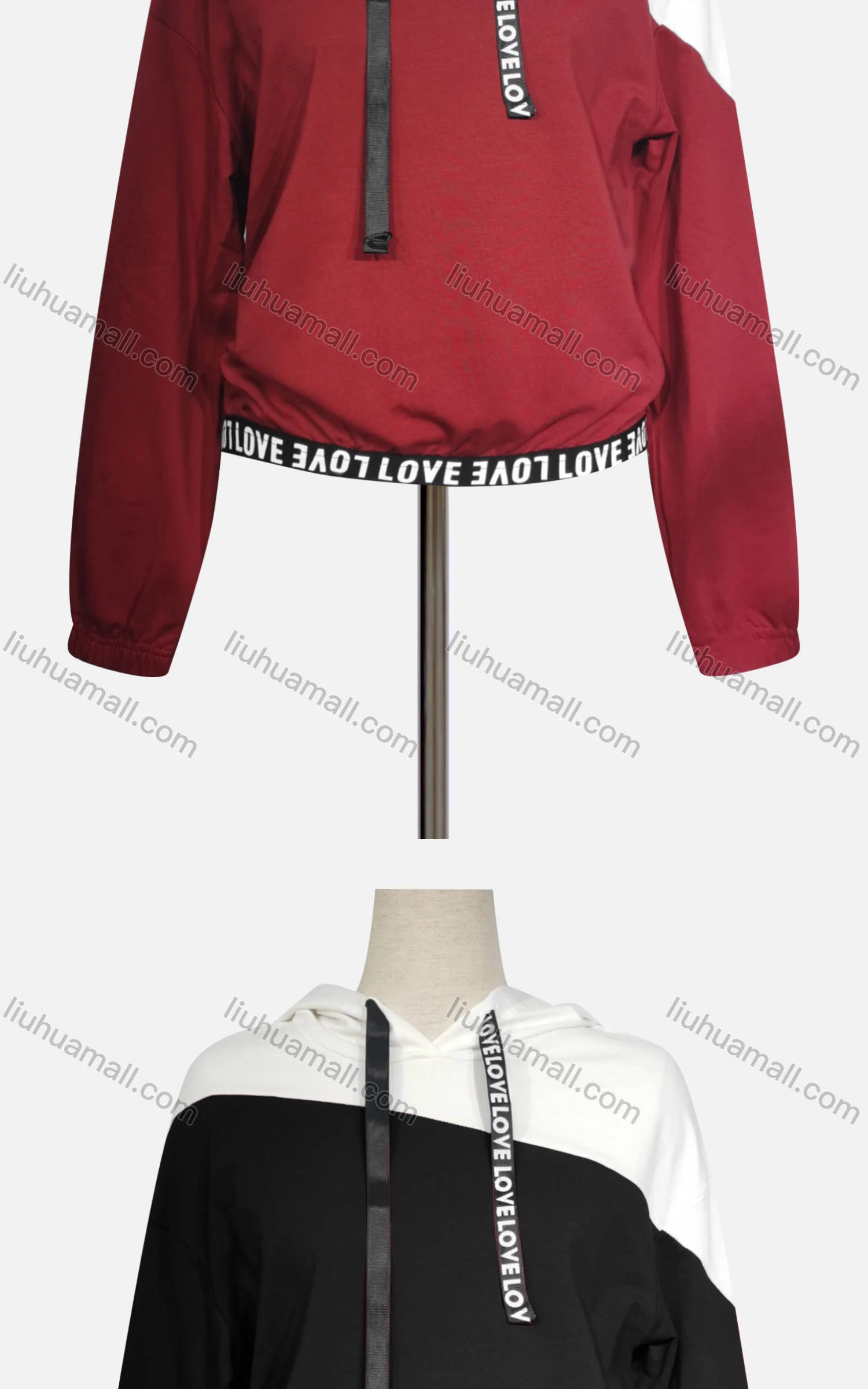 Wholesale Women's Casual Hooded Long Sleeve Colorblock Letter Hoodies - Liuhuamall