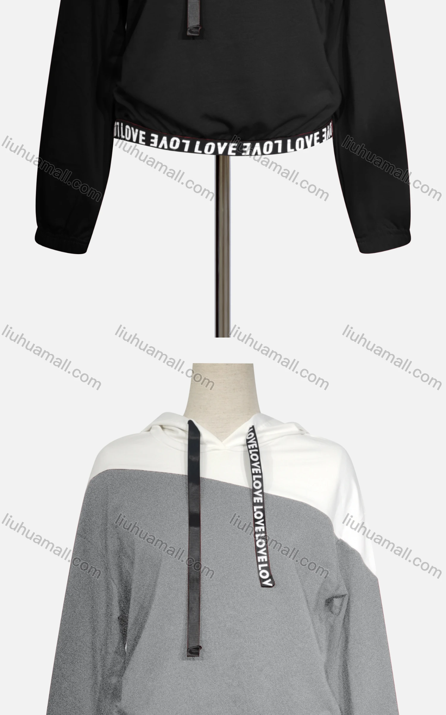 Wholesale Women's Casual Hooded Long Sleeve Colorblock Letter Hoodies - Liuhuamall