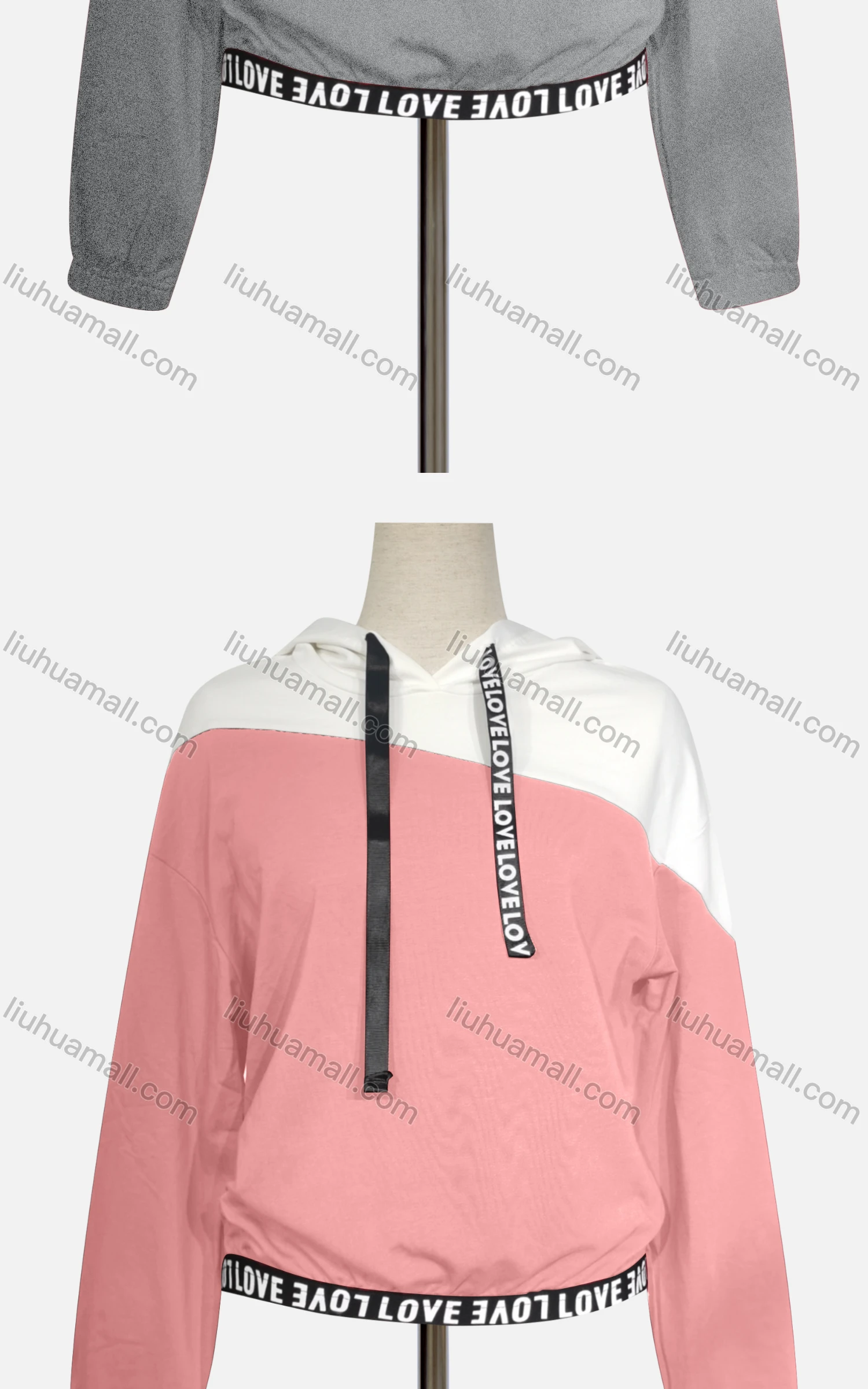 Wholesale Women's Casual Hooded Long Sleeve Colorblock Letter Hoodies - Liuhuamall