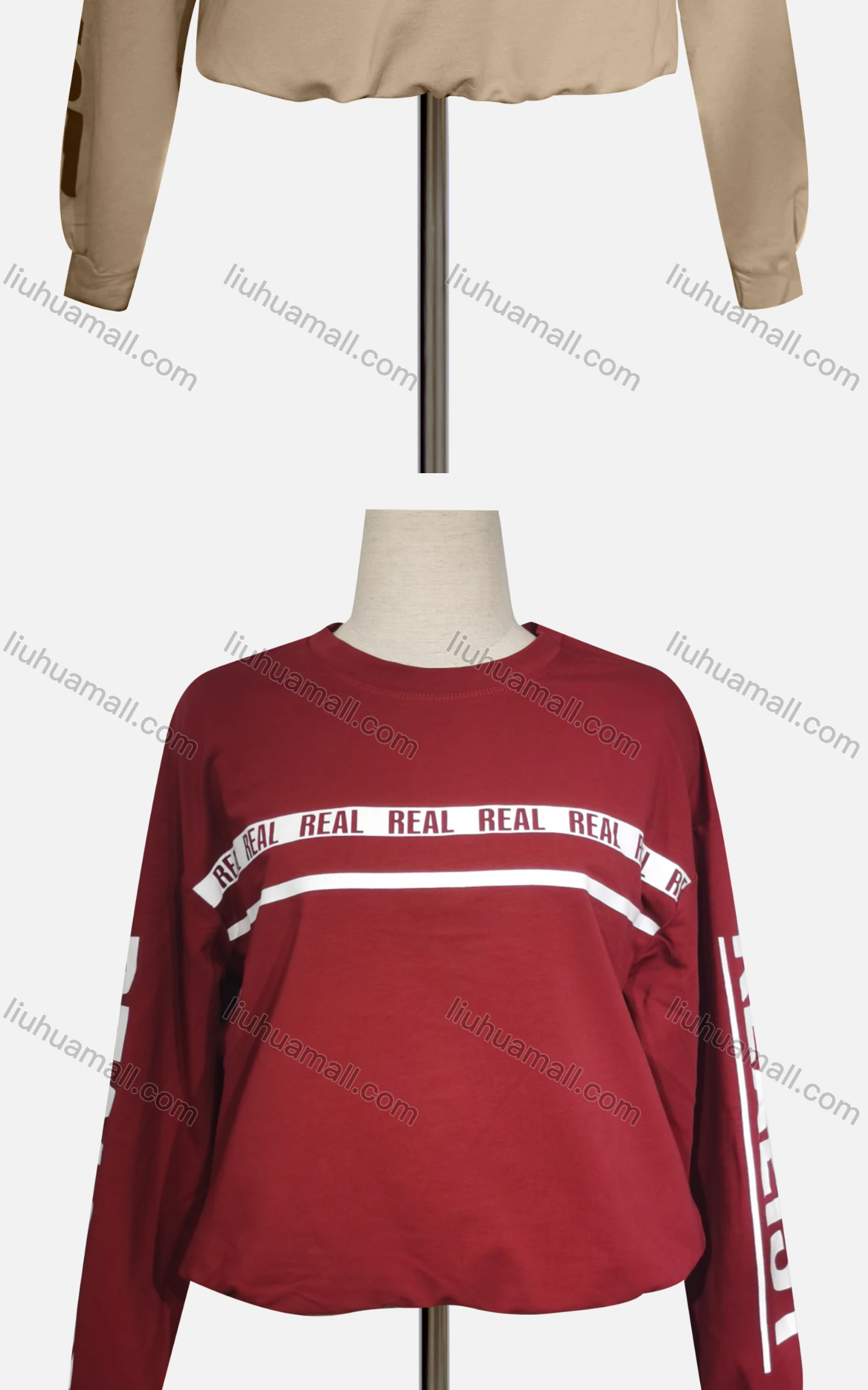 Wholesale Women's Casual Crew Neck Long Sleeve Letter Striped Sweatshirt - Liuhuamall