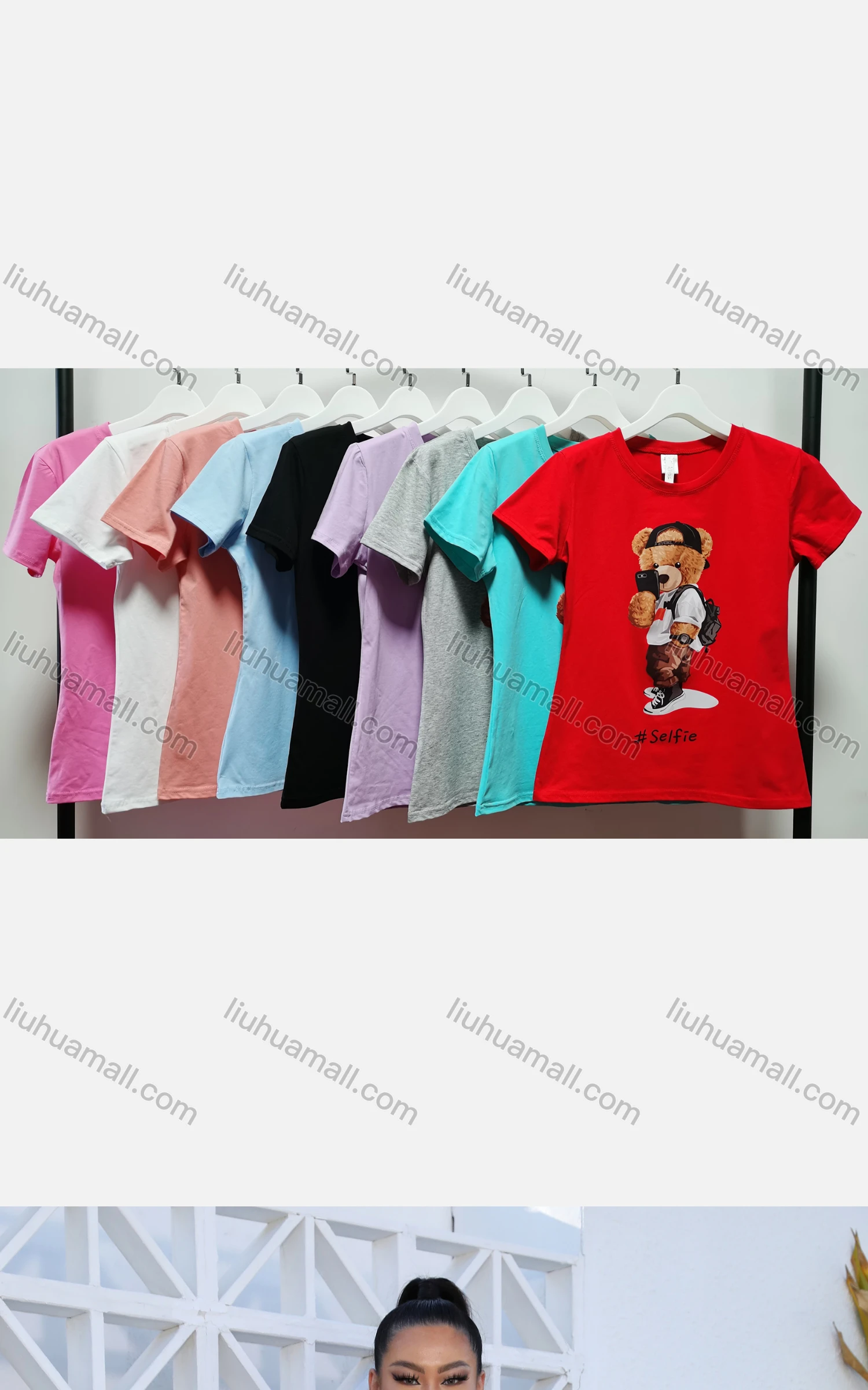 Wholesale Women's Casual Crew Neck Short Sleeve Graphic Slim Fit T-shirt - Liuhuamall