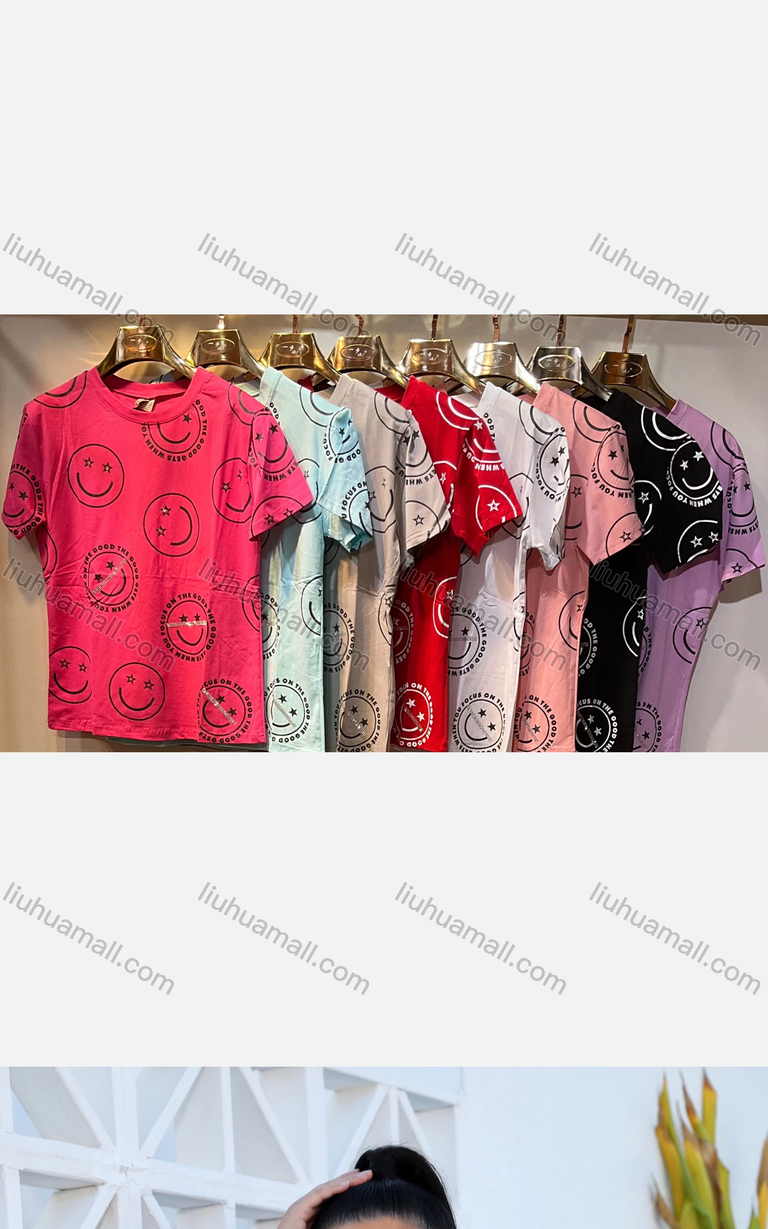 Wholesale Women's Casual Crew Neck Short Sleeve Graphic Slim Fit T-shirt - Liuhuamall