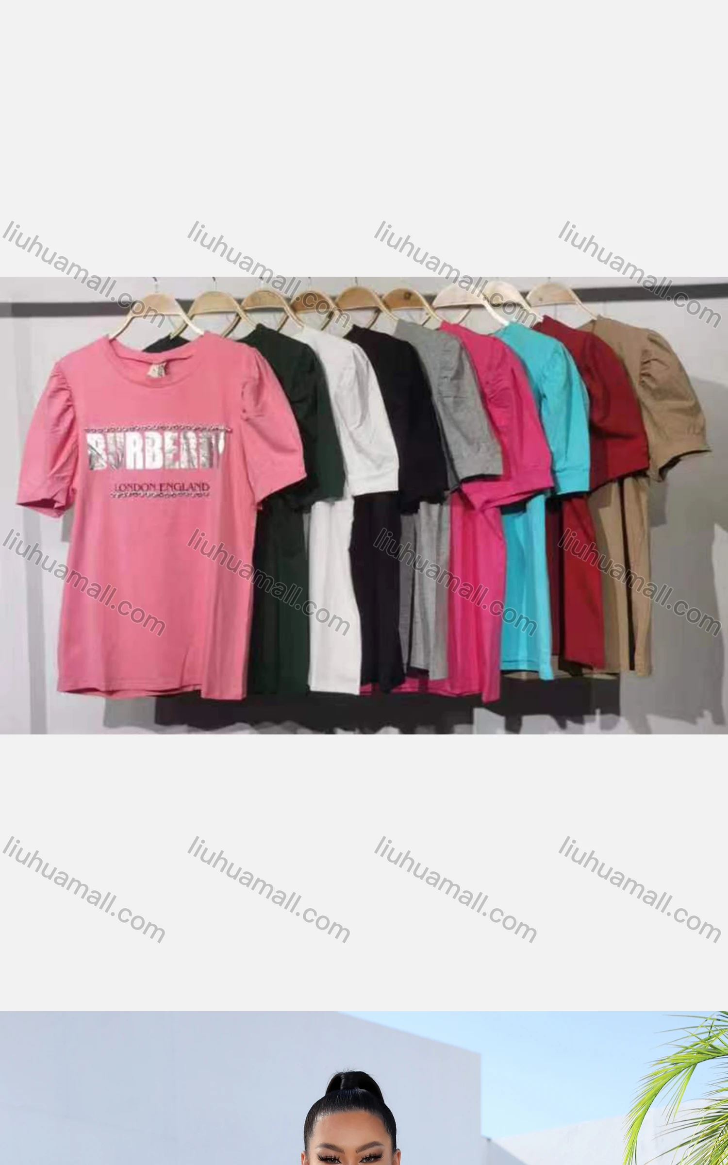 Wholesale Women's Casual Crew Neck Short Sleeve Slim Fit Letter Tee - Liuhuamall