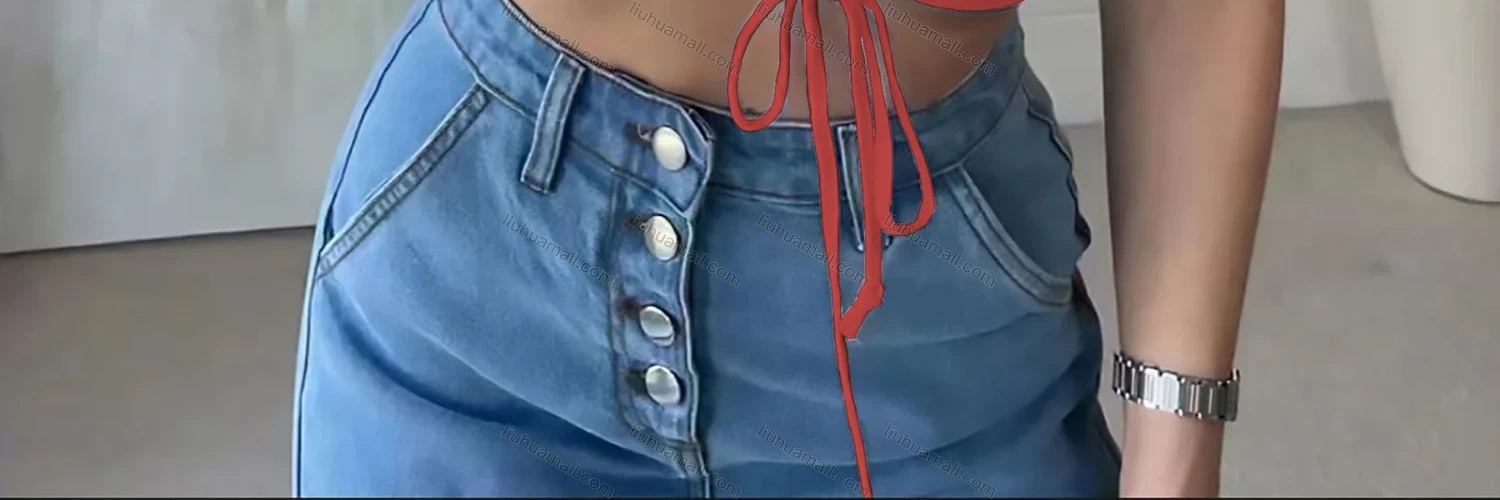 Wholesale Women's Casual Crew Neck Short Sleeve Criss Cross Drawstring Crop Top - Liuhuamall