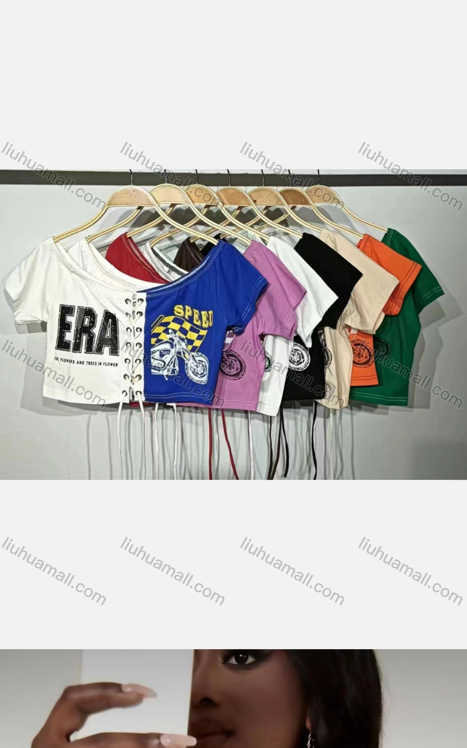 Wholesale Women's Sexy Off Shoulder Short Sleeve Criss Cross Drawstring Crop Top - Liuhuamall