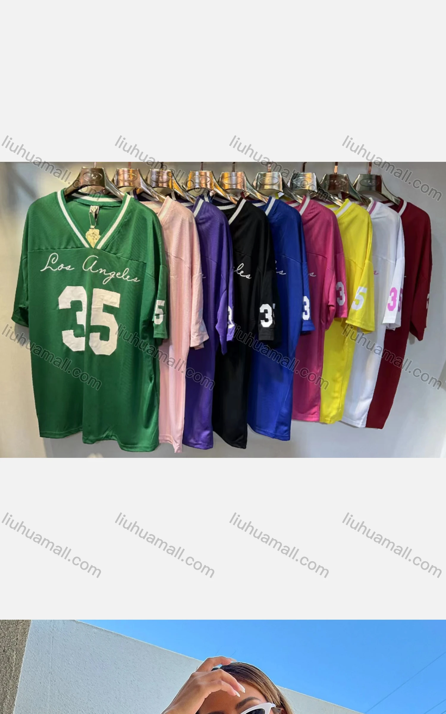 Wholesale Women's Casual V Neck Half Sleeve Loose Fit Letter Top - Liuhuamall