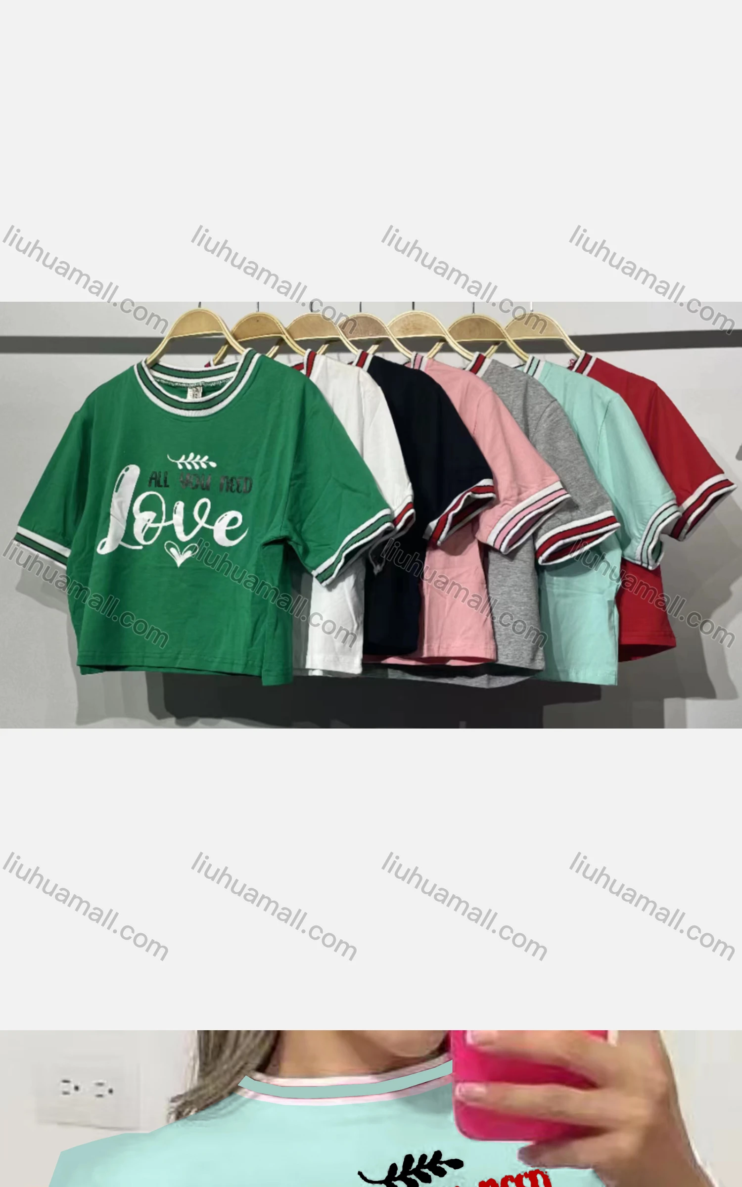 Wholesale Women's Casual Crew Neck Short Sleeve Letter Crop Top - Liuhuamall