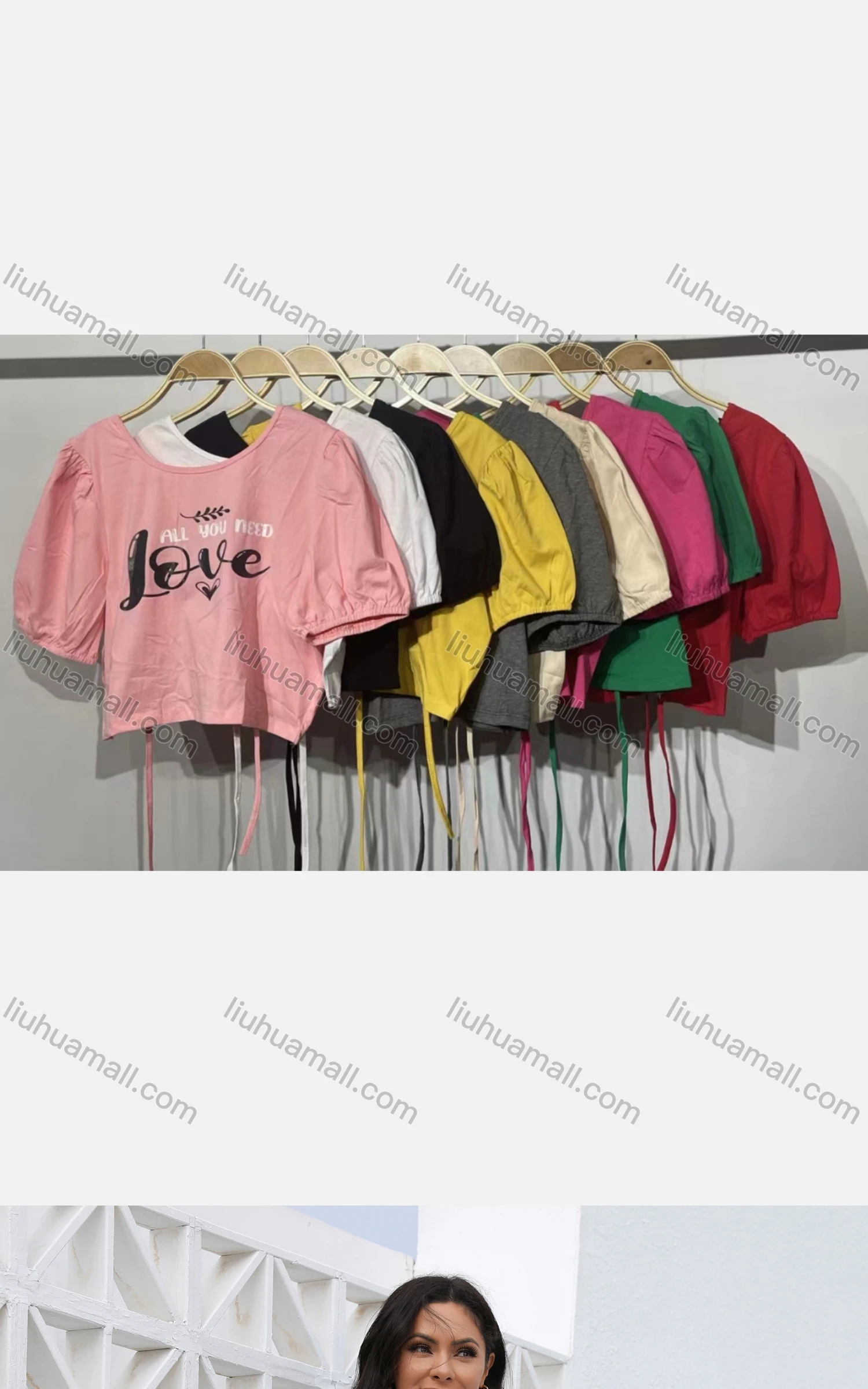 Wholesale Women's Casual Crew Neck Short Sleeve Letter Crop Top - Liuhuamall