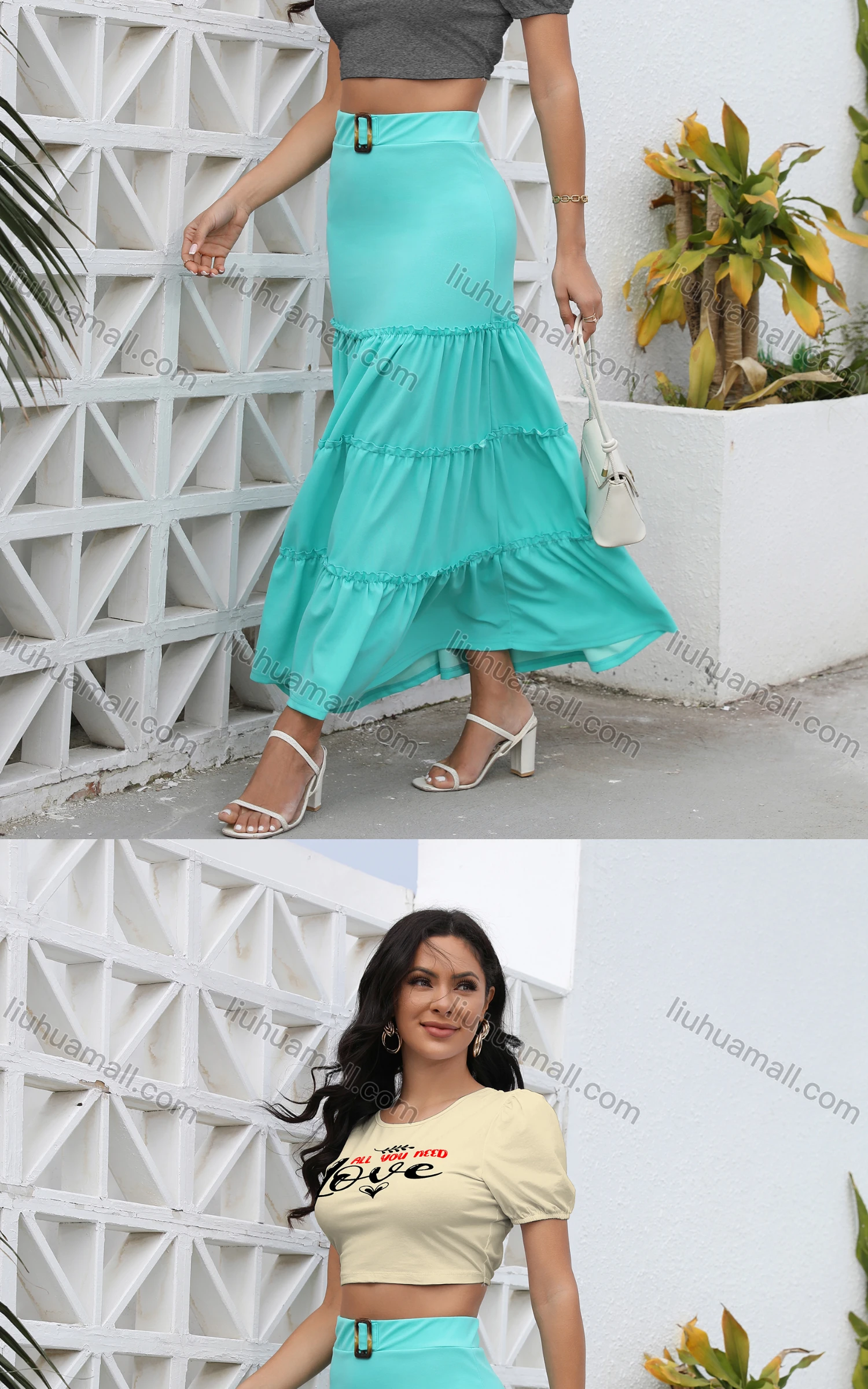 Wholesale Women's Casual Crew Neck Short Sleeve Letter Crop Top - Liuhuamall