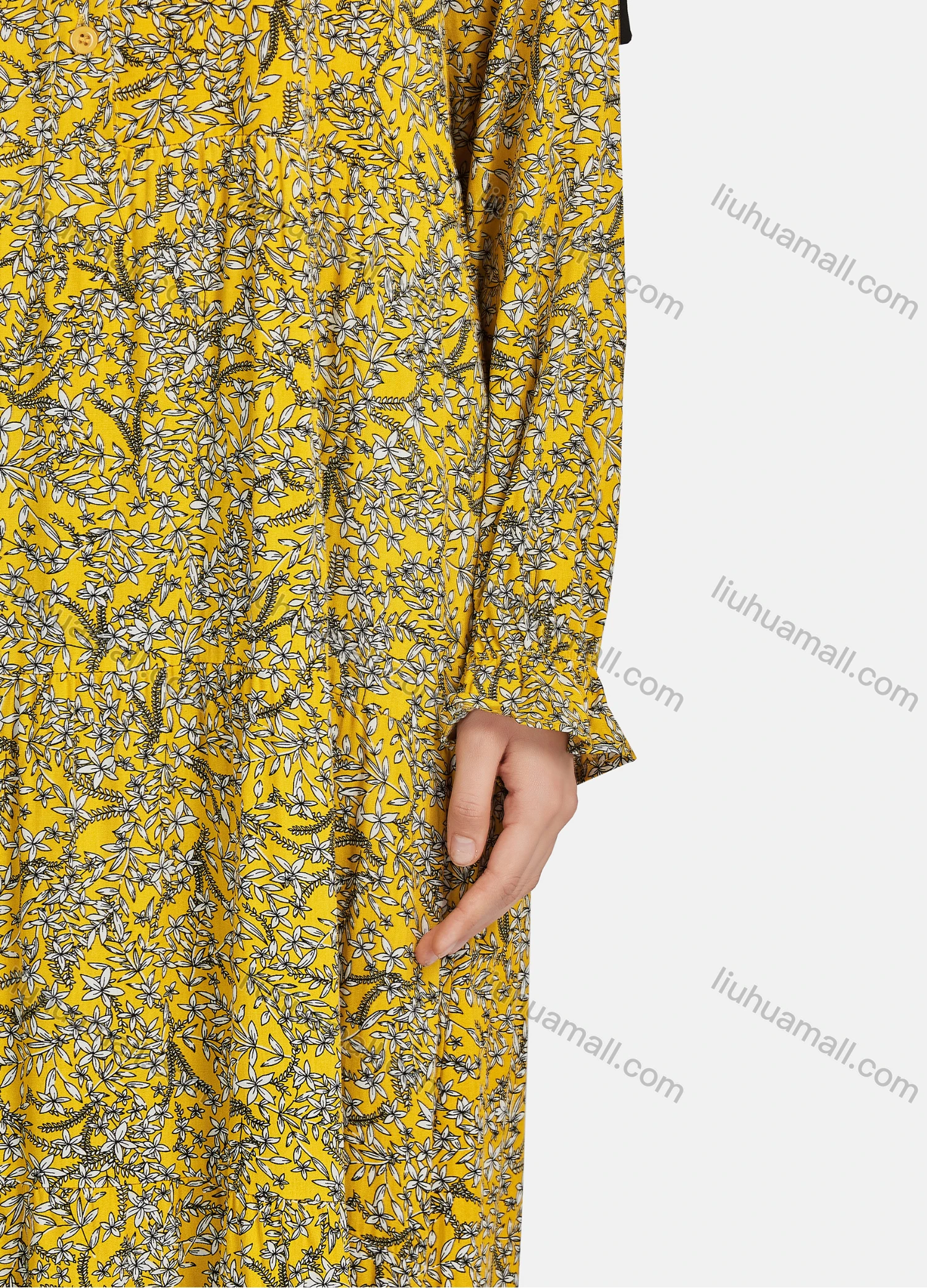 Wholesale Women's Casual Allover Print Long Sleeve Button Down Maxi Shirt Dress 1343# - Liuhuamall