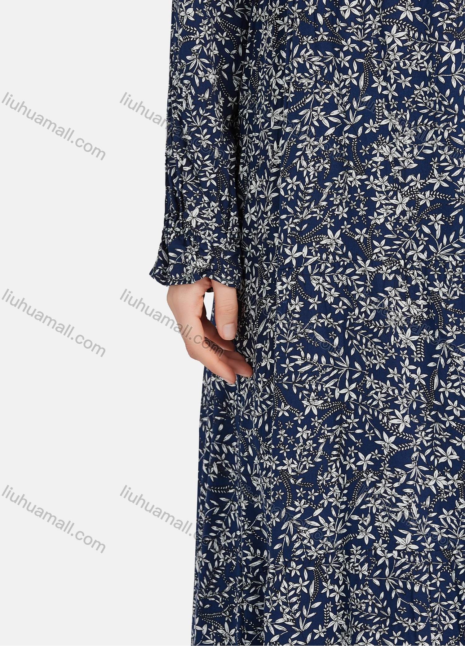 Wholesale Women's Casual Allover Print Long Sleeve Button Down Maxi Shirt Dress 1343# - Liuhuamall