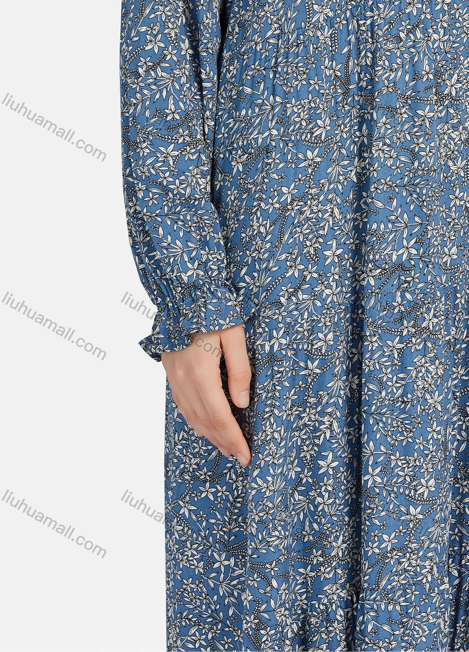 Wholesale Women's Casual Allover Print Long Sleeve Button Down Maxi Shirt Dress 1343# - Liuhuamall