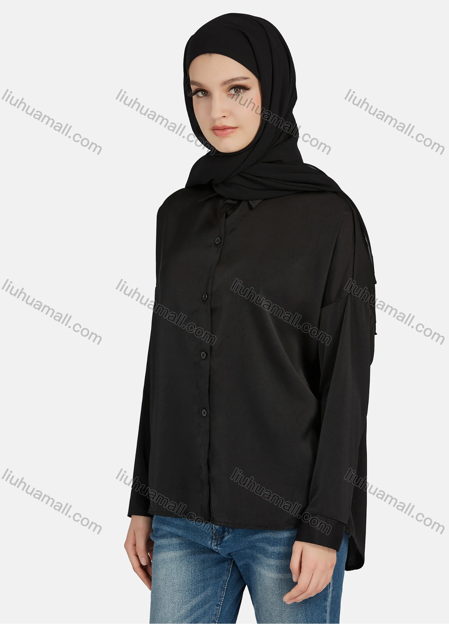 Wholesale Women's Casual Plain Collared Long Sleeve Shirt 1169# - Liuhuamall