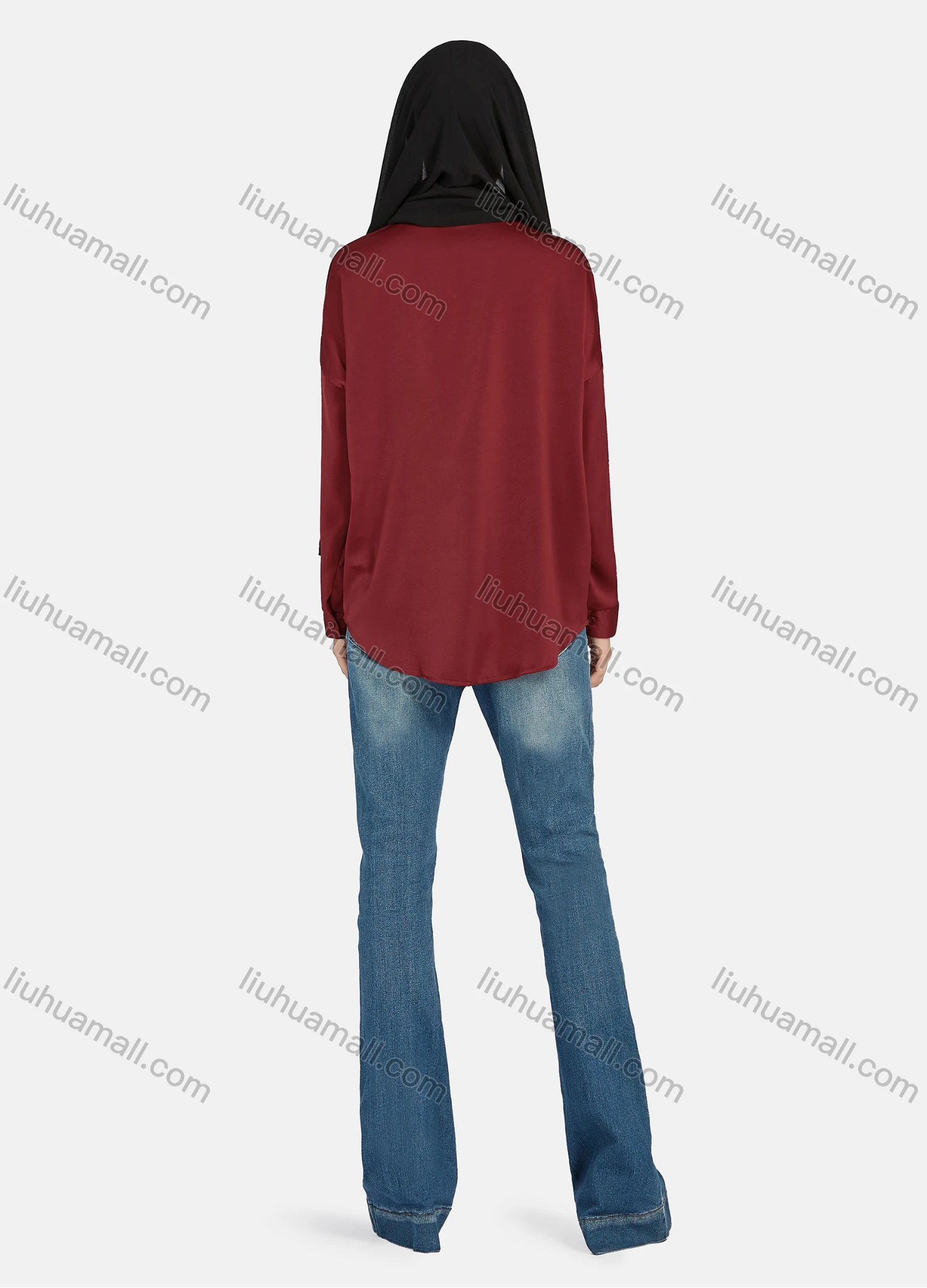 Wholesale Women's Casual Plain Collared Long Sleeve Shirt 1169# - Liuhuamall