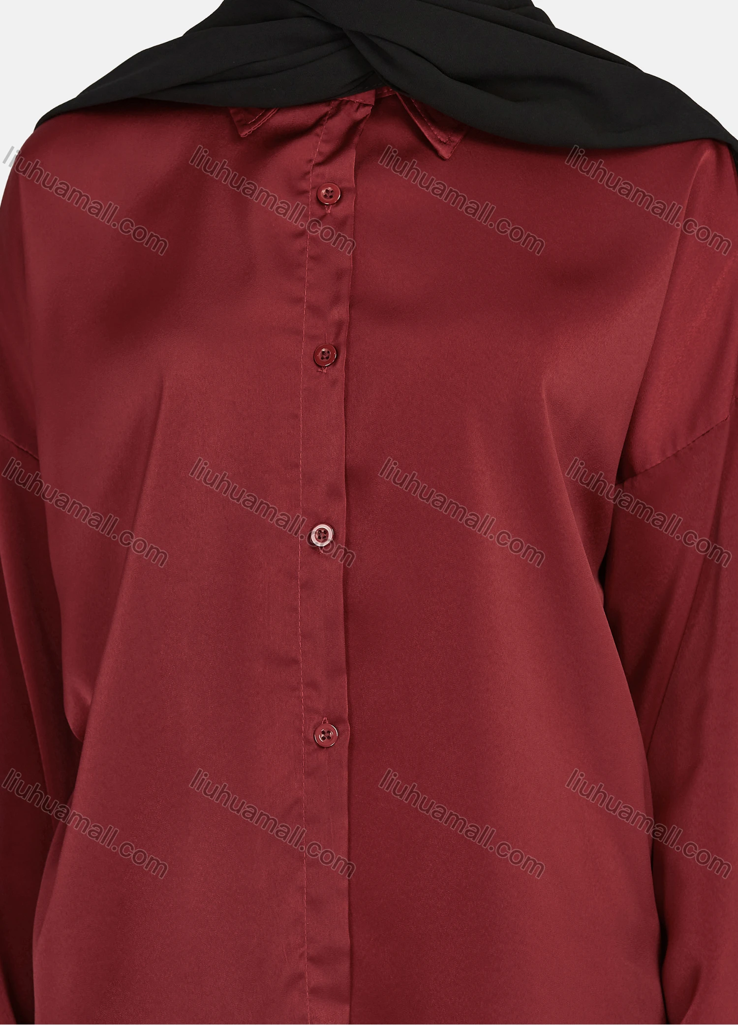 Wholesale Women's Casual Plain Collared Long Sleeve Shirt 1169# - Liuhuamall