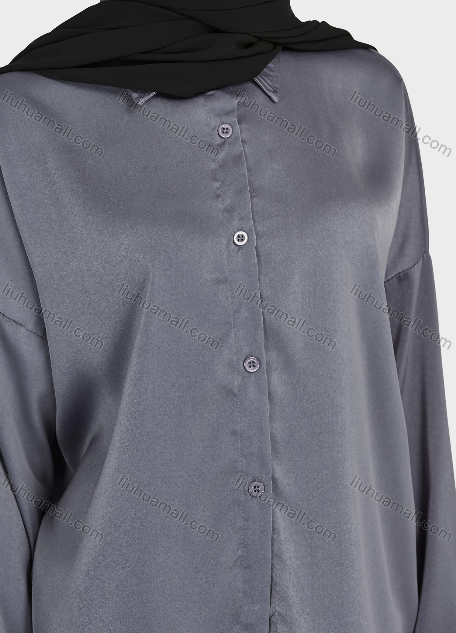 Wholesale Women's Casual Plain Collared Long Sleeve Shirt 1169# - Liuhuamall