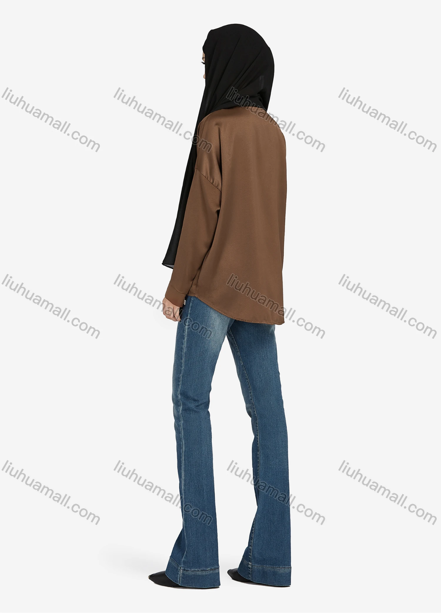 Wholesale Women's Casual Plain Collared Long Sleeve Shirt 1169# - Liuhuamall