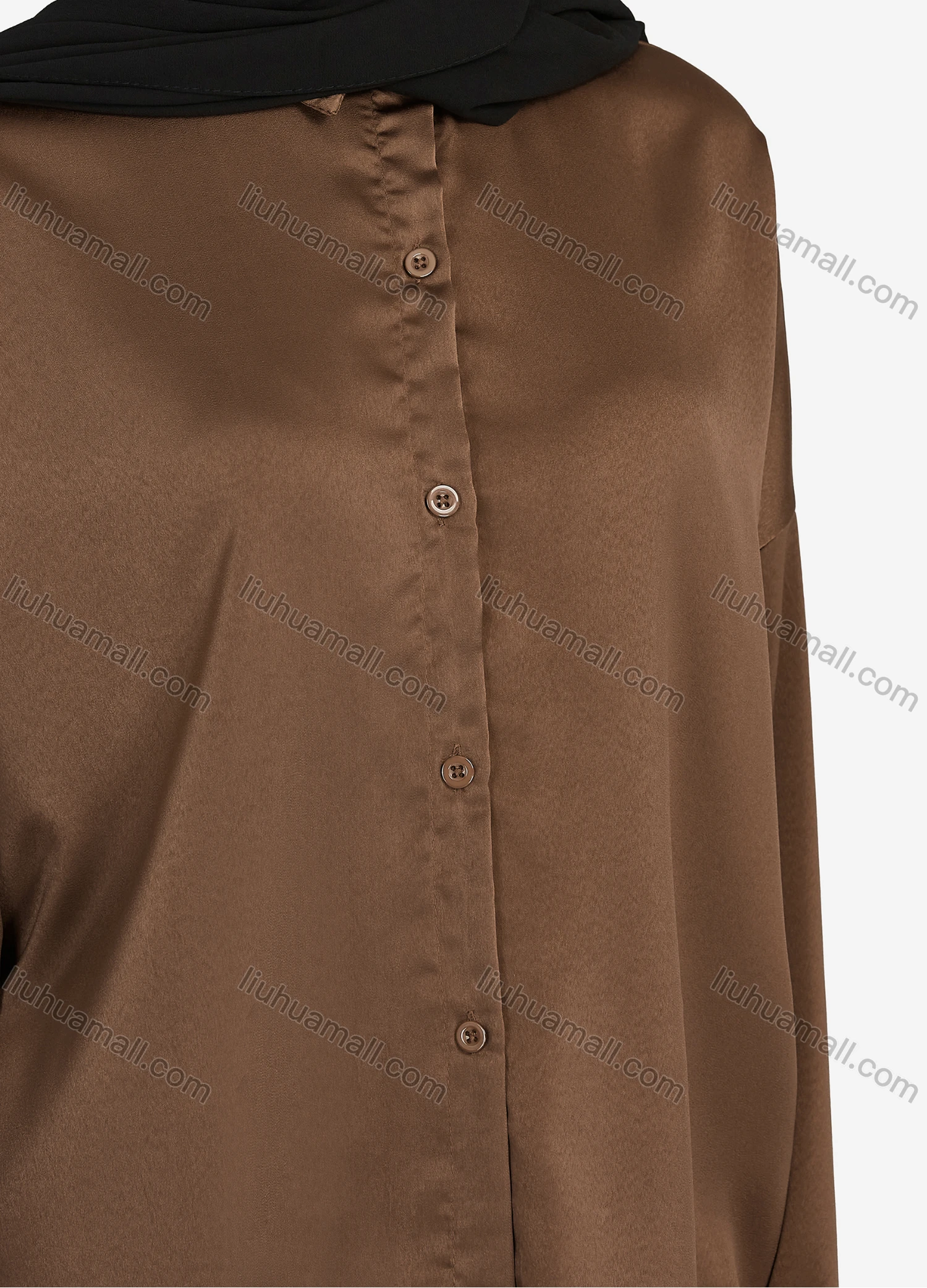 Wholesale Women's Casual Plain Collared Long Sleeve Shirt 1169# - Liuhuamall