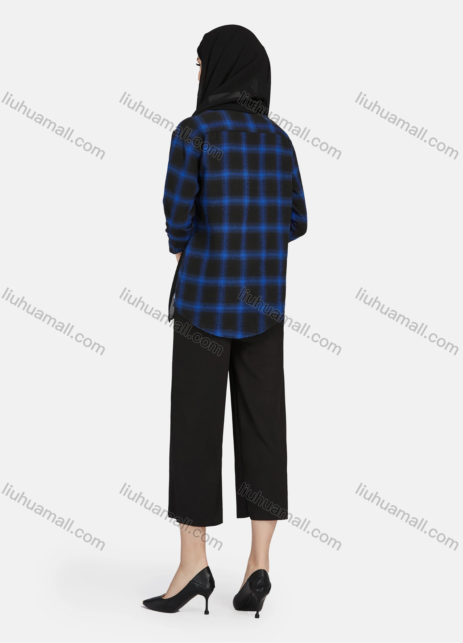 Wholesale Women's Casual Plaid Print Long Sleeve Patch Pocket Shirt 1261# - Liuhuamall