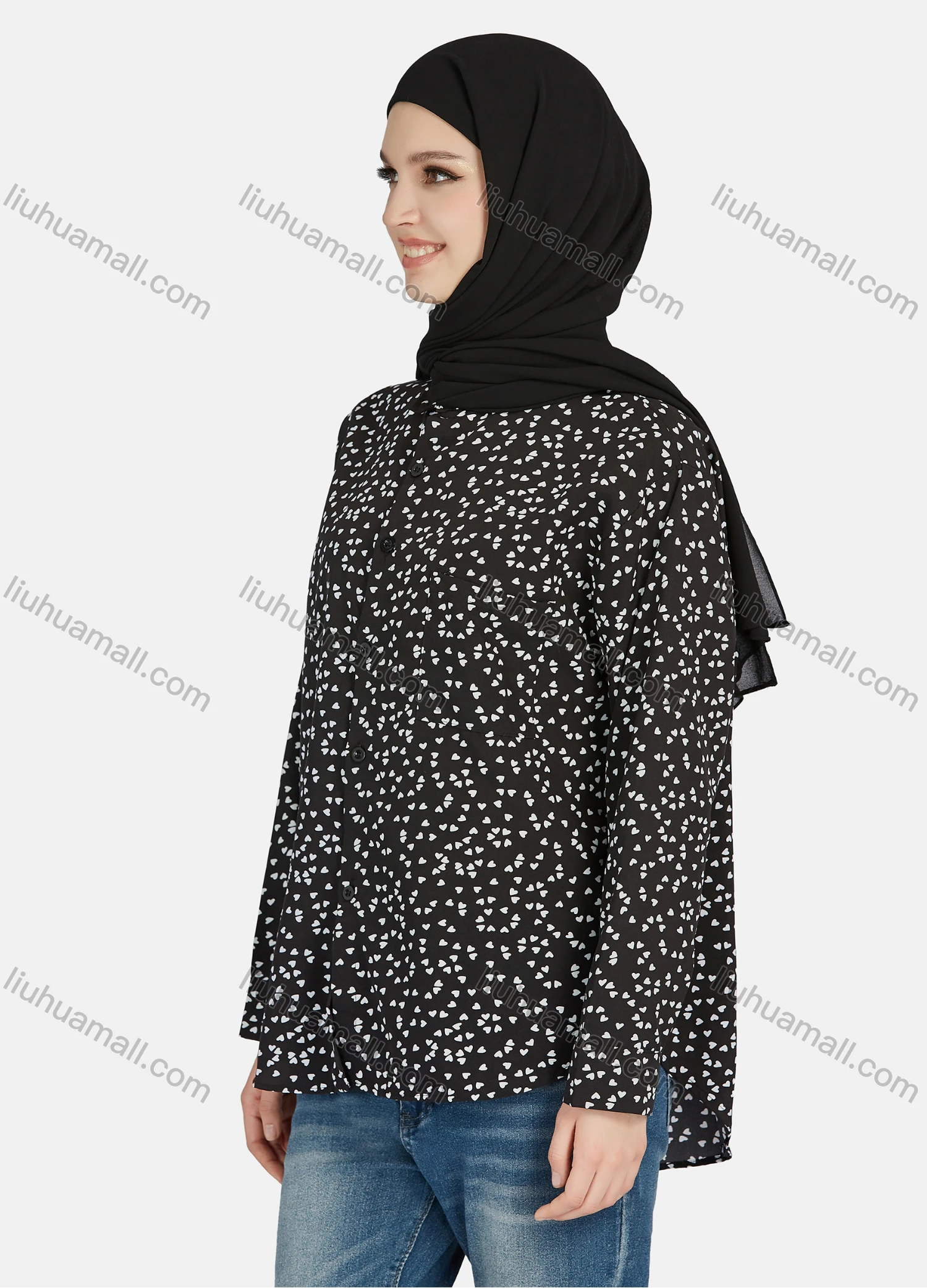 Wholesale Women's Casual Allover Print Long Sleeve Shirt 1180# - Liuhuamall