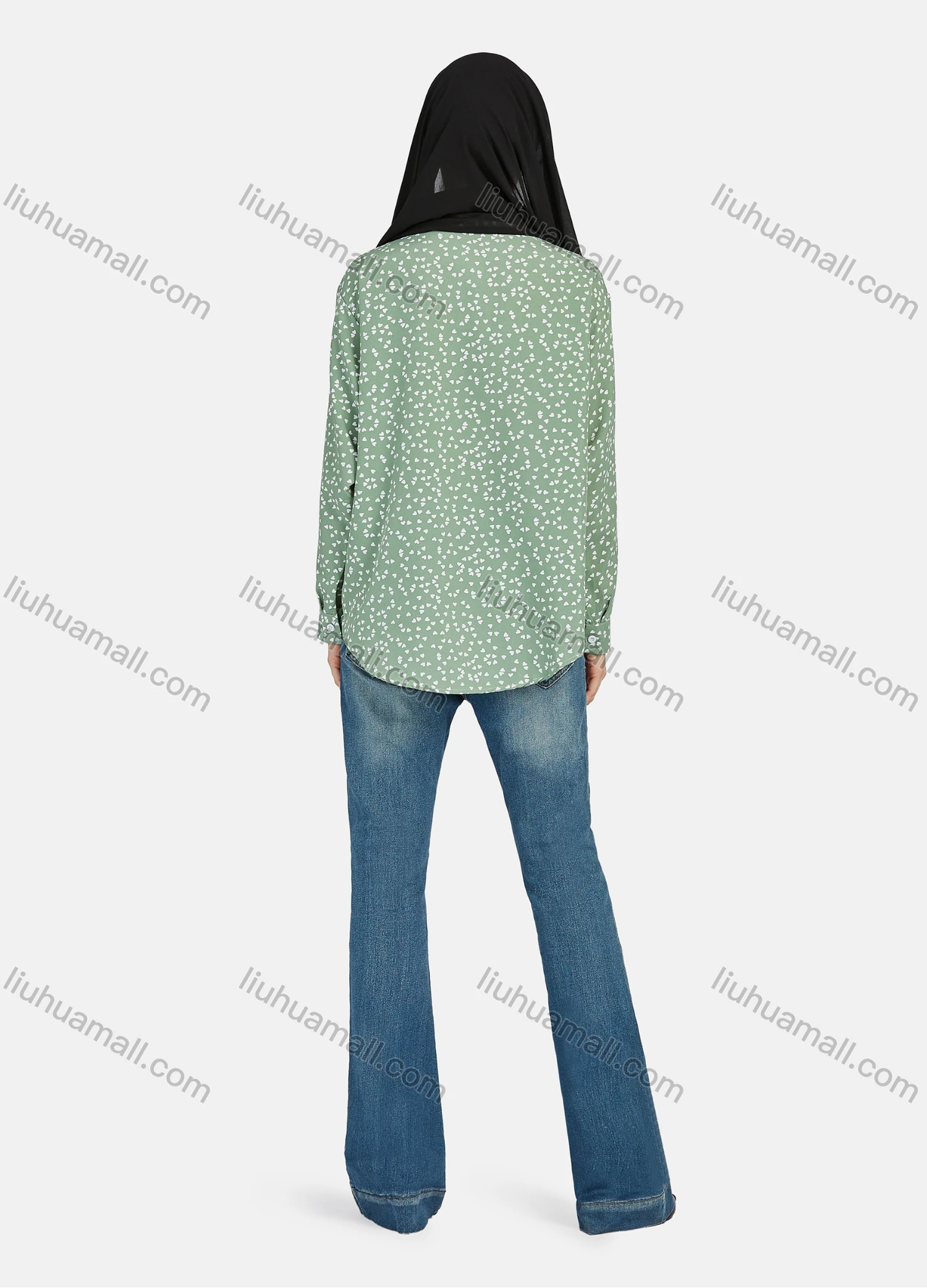 Wholesale Women's Casual Allover Print Long Sleeve Shirt 1180# - Liuhuamall