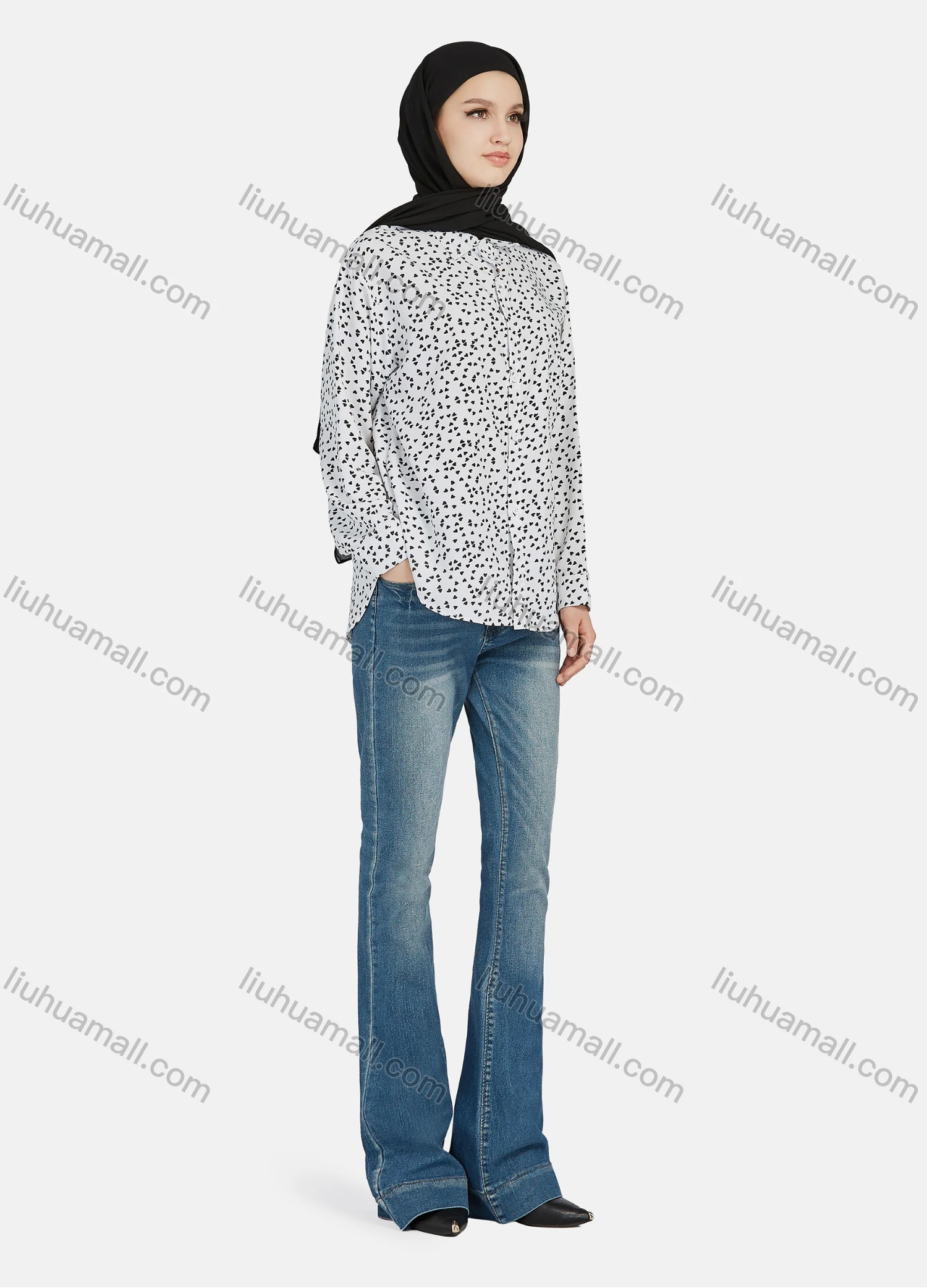 Wholesale Women's Casual Allover Print Long Sleeve Shirt 1180# - Liuhuamall