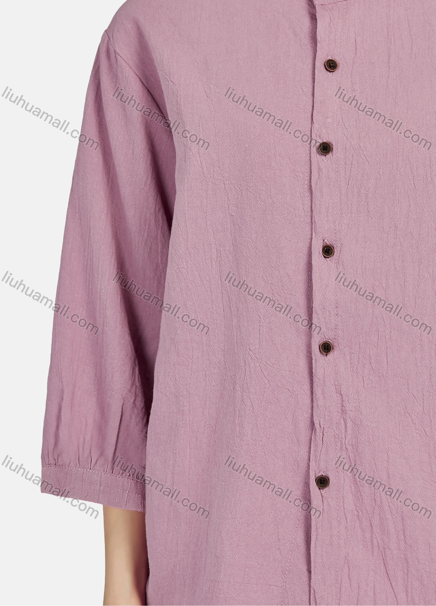 Wholesale Women's Casual Plain Button Down 3/4 Sleeve Shirt 1242# - Liuhuamall