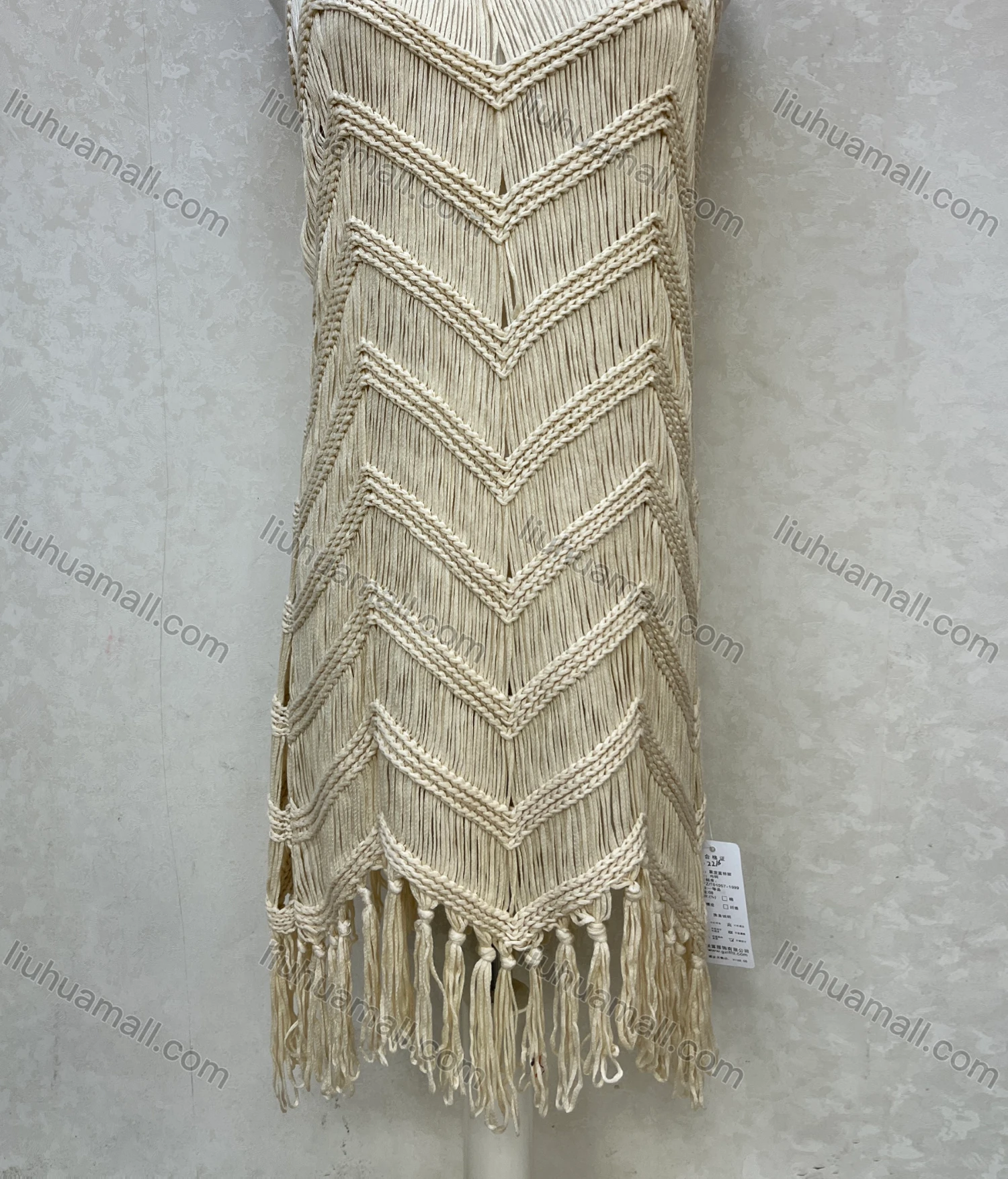 Wholesale Women's Casual Plain Sleeveless Chunky Knit Tassel Hem Midi Cami Dress 2216# - Liuhuamall