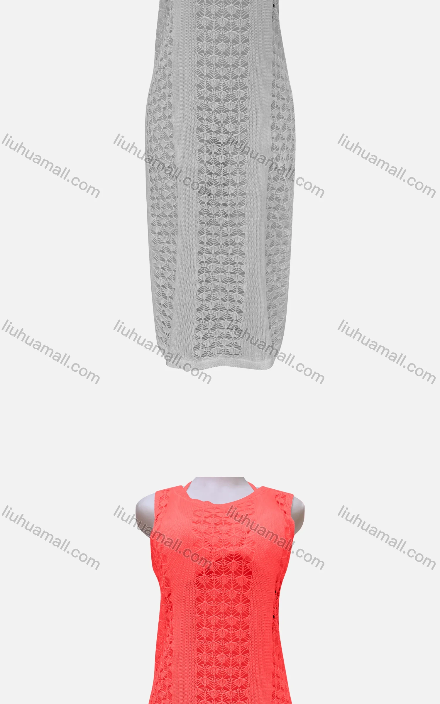 Wholesale Women's Casual Plain Sleeveless Knit Mesh Maxi Tank Dress J14# - Liuhuamall