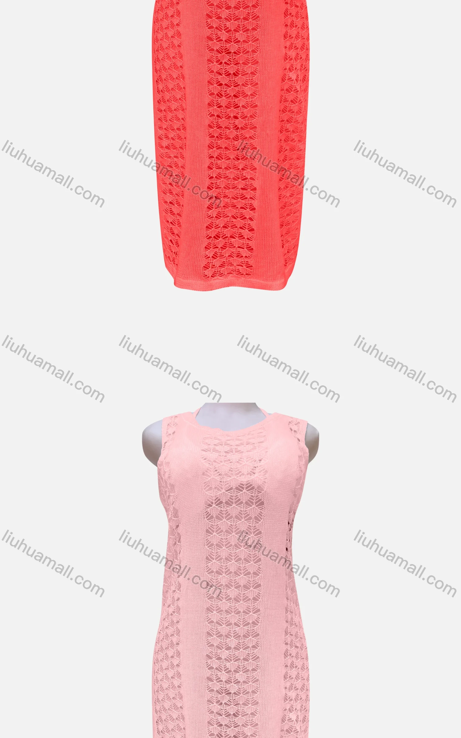 Wholesale Women's Casual Plain Sleeveless Knit Mesh Maxi Tank Dress J14# - Liuhuamall