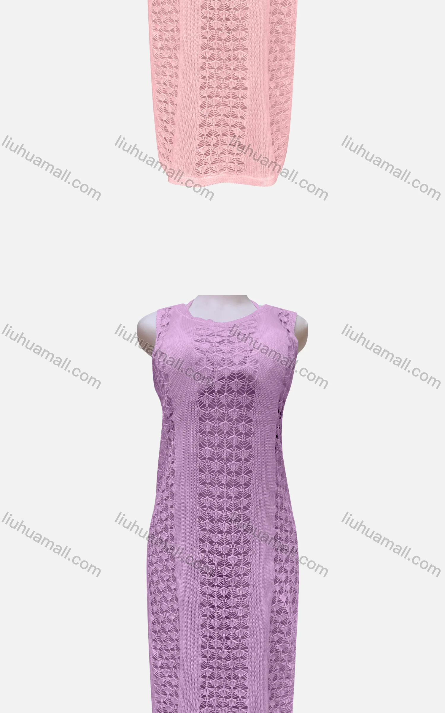 Wholesale Women's Casual Plain Sleeveless Knit Mesh Maxi Tank Dress J14# - Liuhuamall