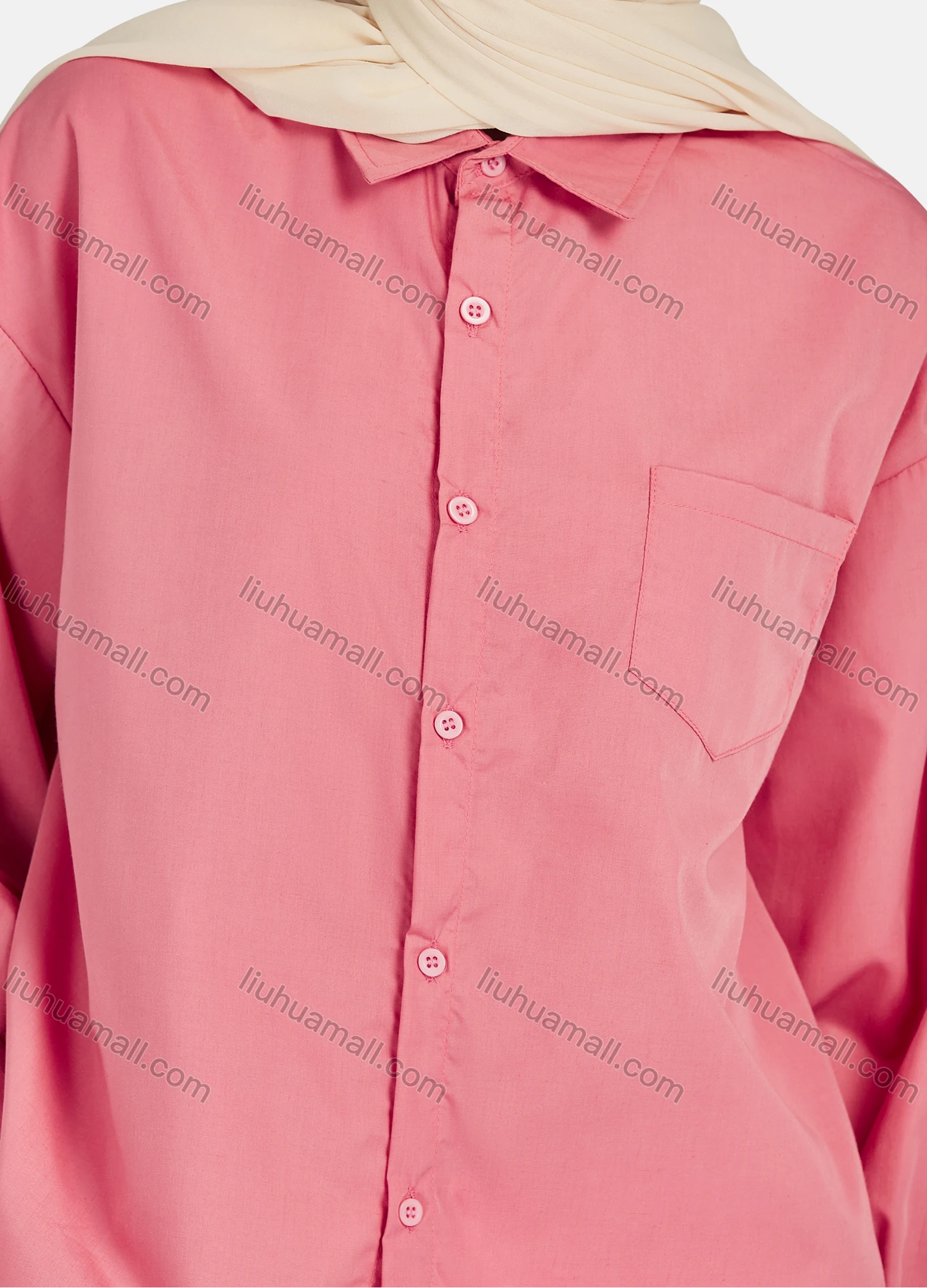 Wholesale Women's Casual Plain Long Sleeve Patch Pocket Shirt 1304# - Liuhuamall