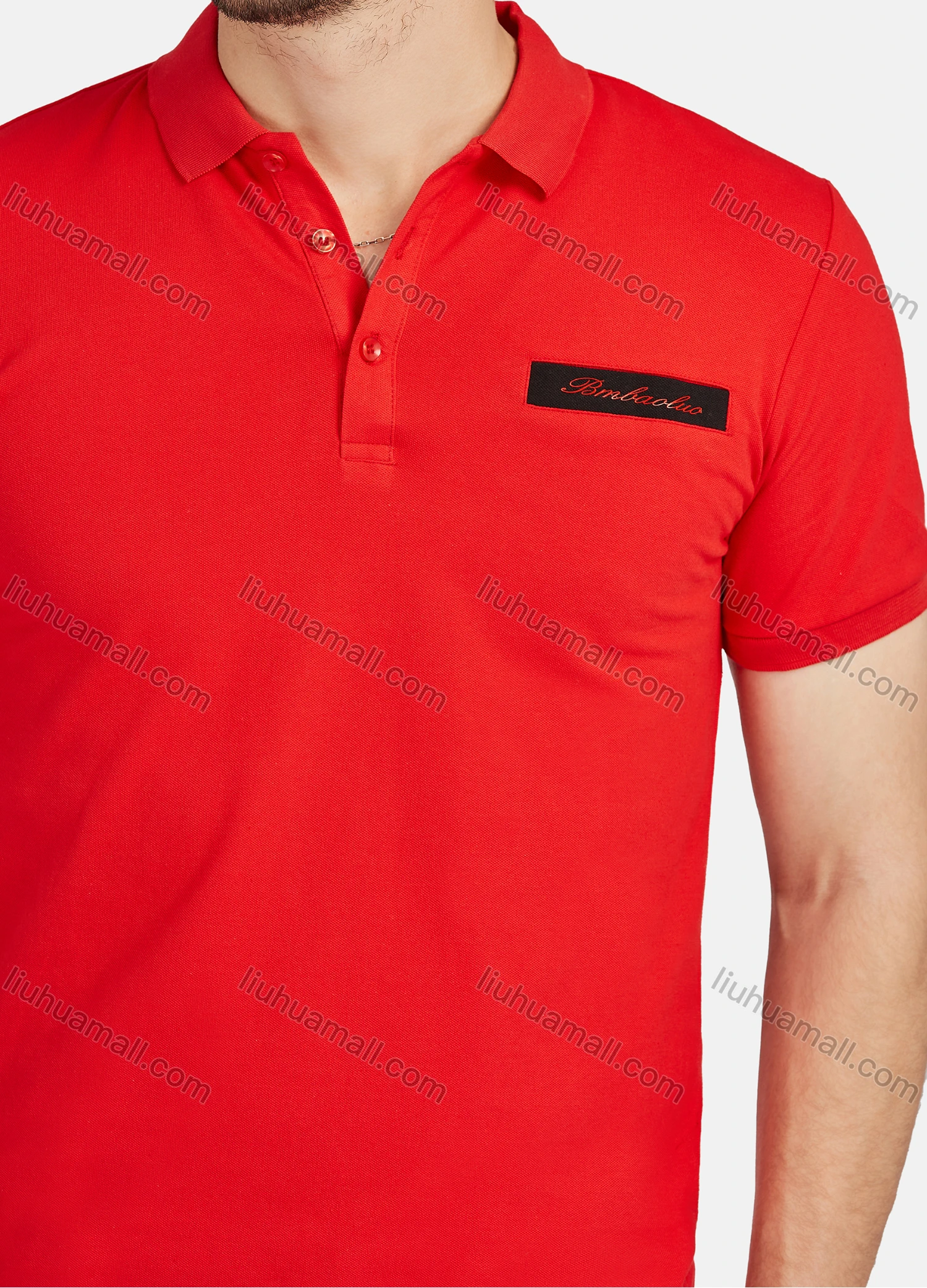 Wholesale Men's Casual Plain 100% Cotton Short Sleeve Labelled Polo Shirt 2209# - Liuhuamall