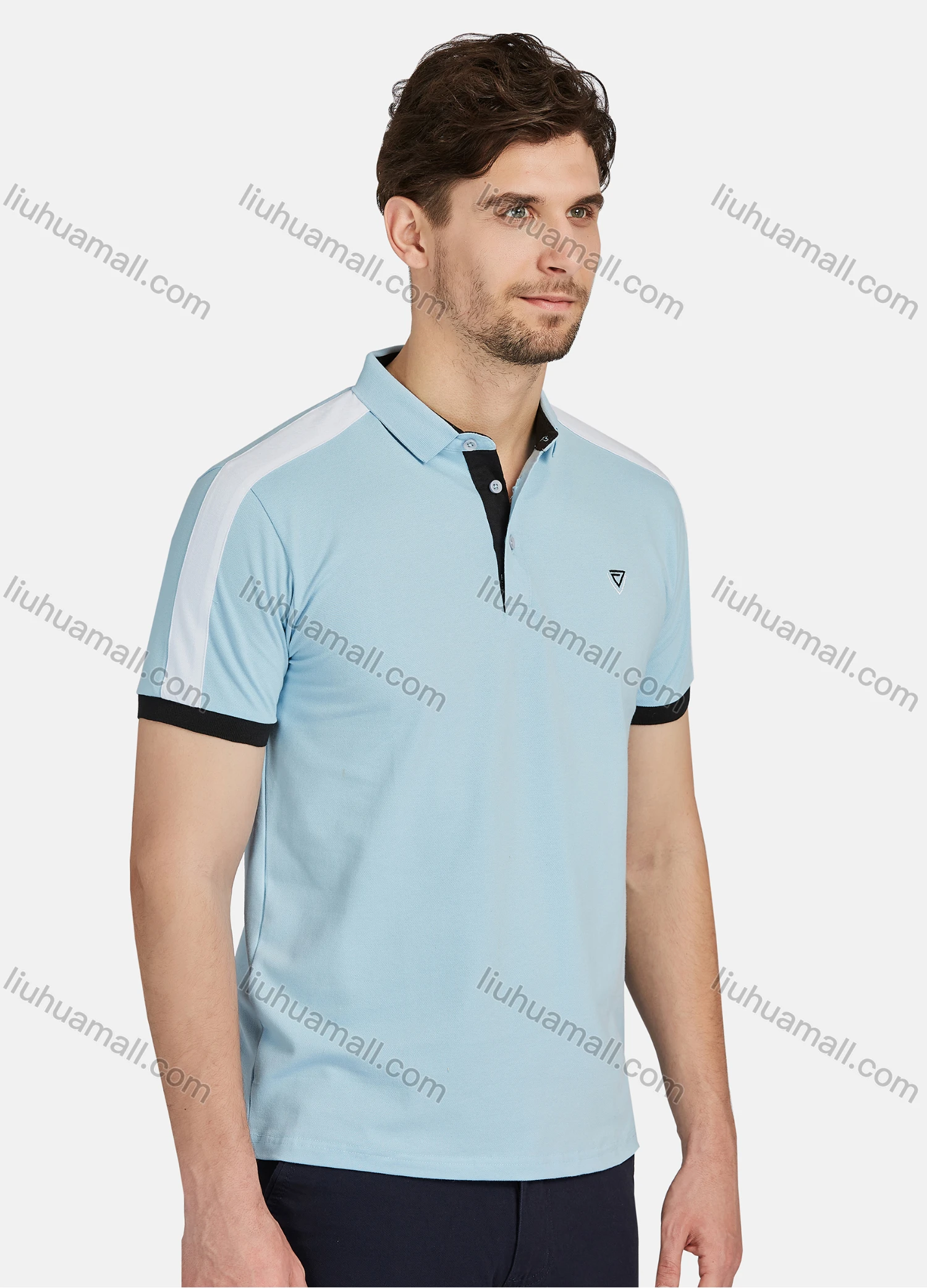 Wholesale Men's Casual Striped 100% Cotton Short Sleeve Labelled Polo Shirt 2206# - Liuhuamall