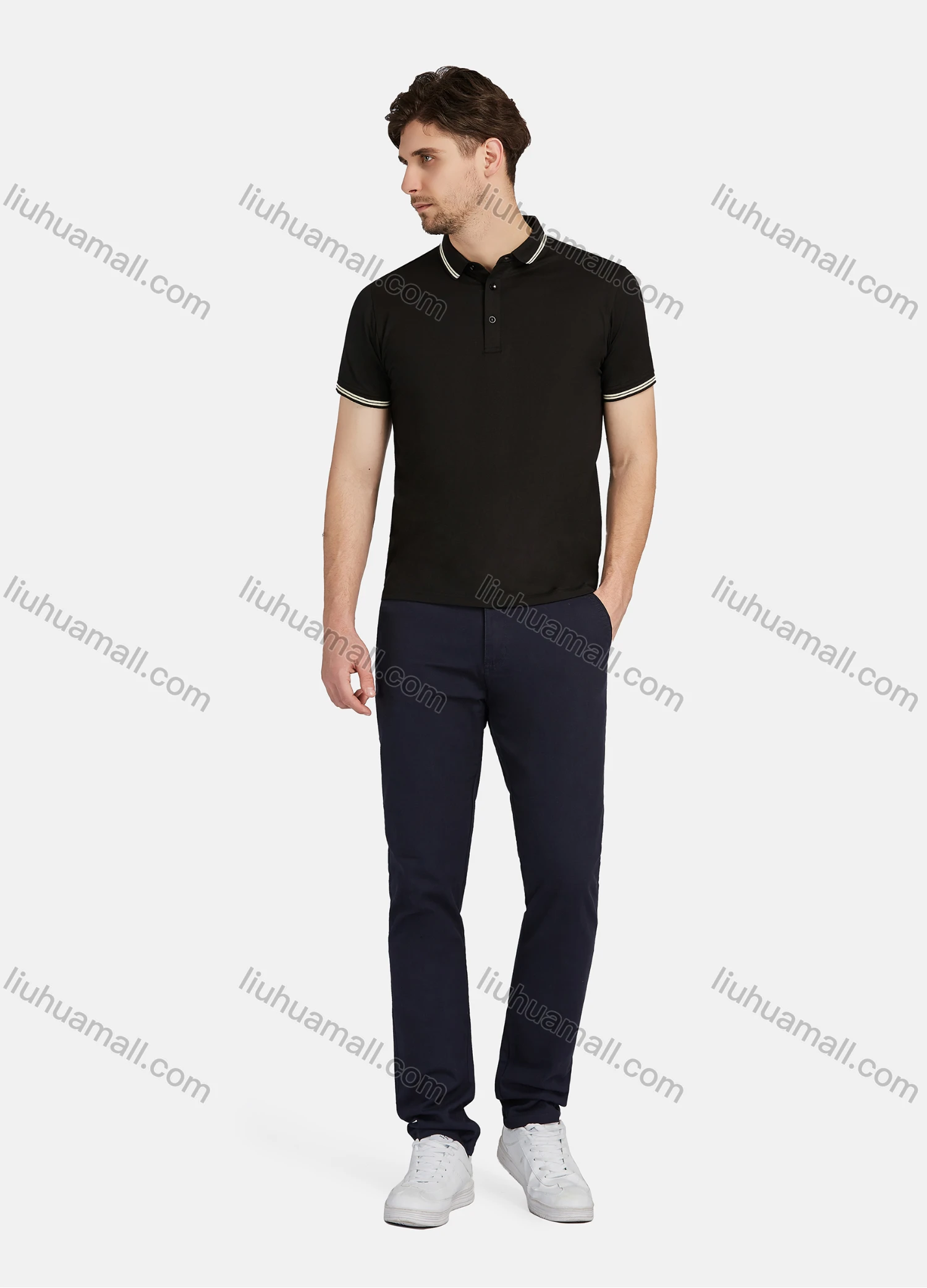 Wholesale Men's Casual Plain 100% Cotton Short Sleeve Polo Shirt 88207# - Liuhuamall