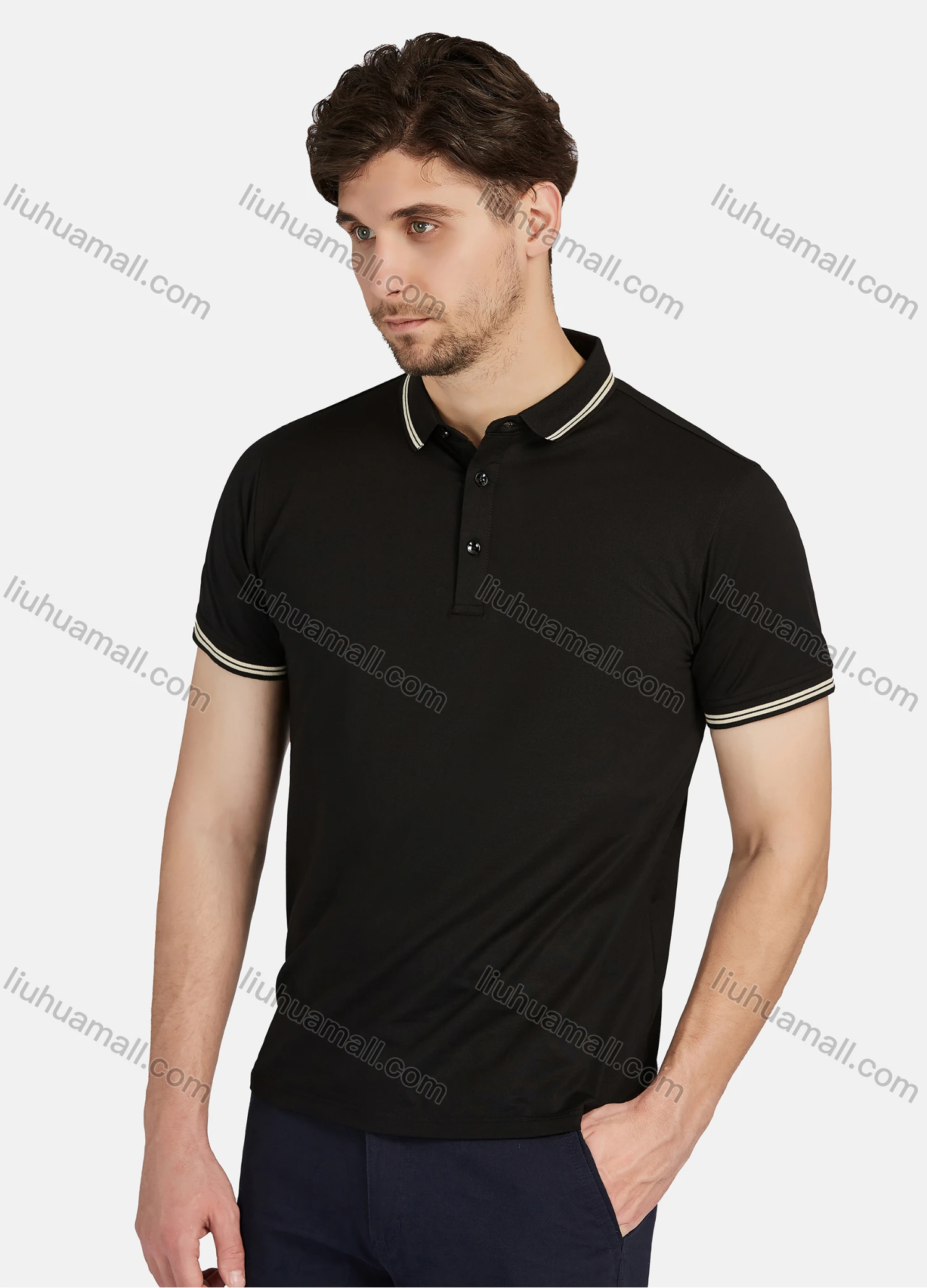 Wholesale Men's Casual Plain 100% Cotton Short Sleeve Polo Shirt 88207# - Liuhuamall
