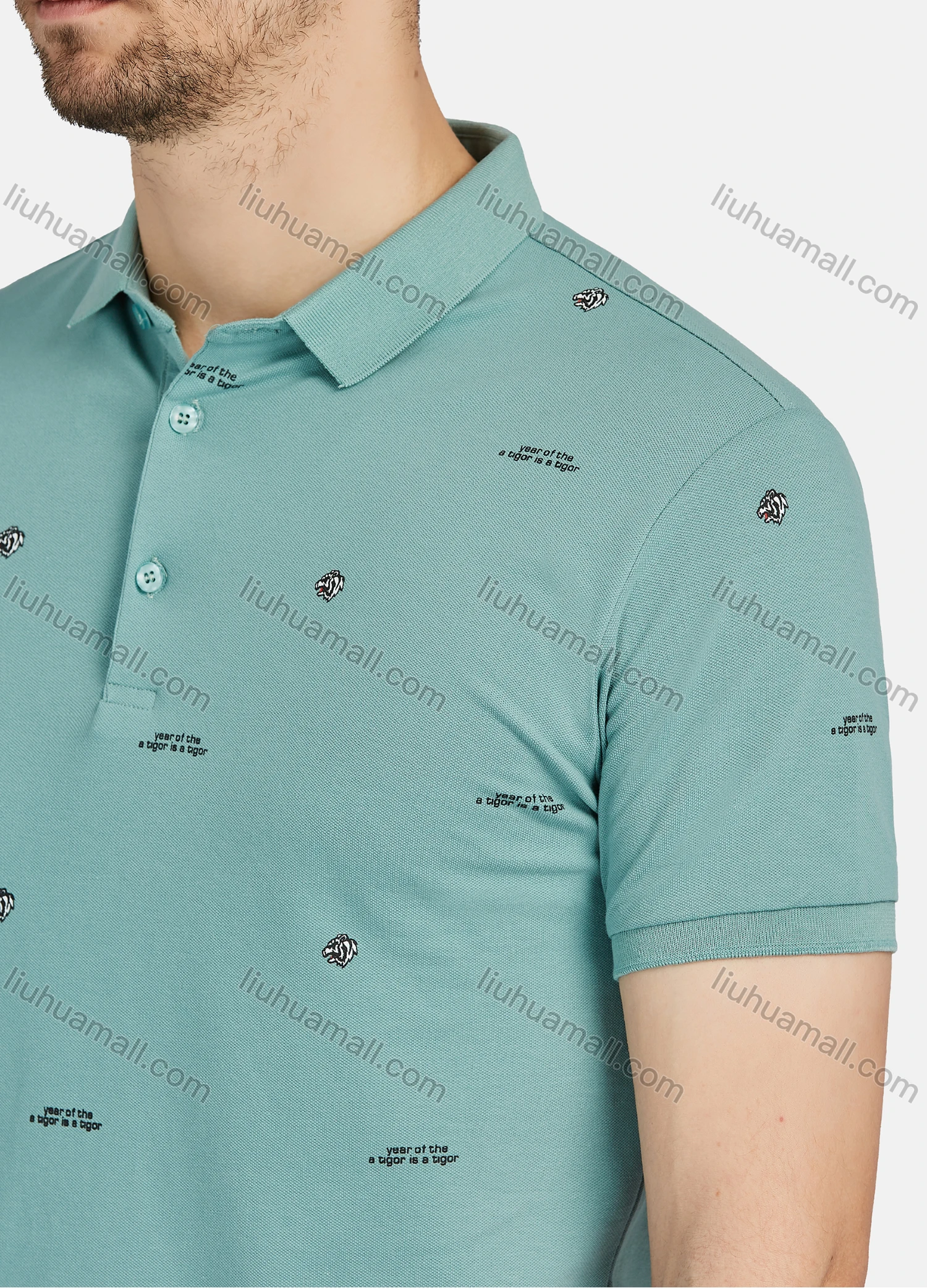 Wholesale Men's Casual Allover 100% Cotton Short Sleeve Polo Shirt 2301# - Liuhuamall