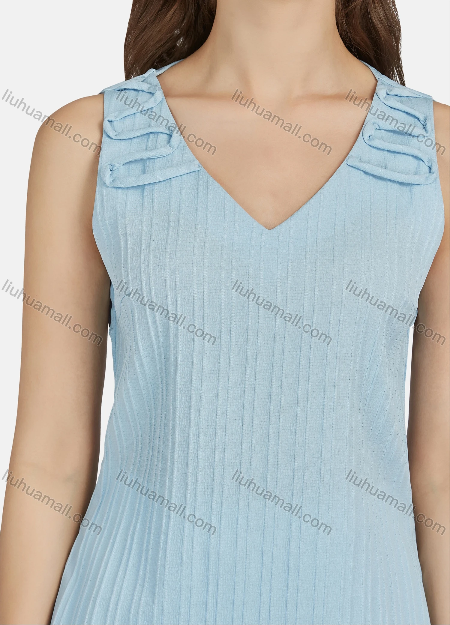 Wholesale Women's Casual Plain Striped V Neck Tank Top N68016# - Liuhuamall