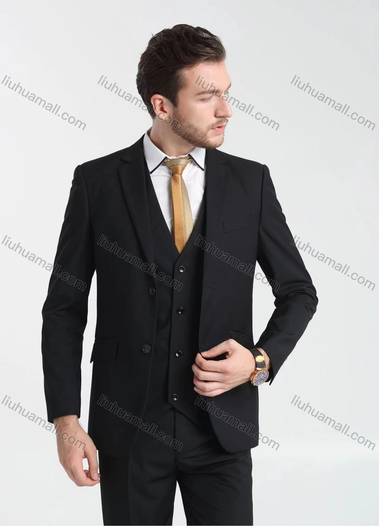 Wholesale Men's Formal Business Plain Lapel One Button Blazer Jacket & Pants 2-Pieces Suit Set BC005# - Liuhuamall