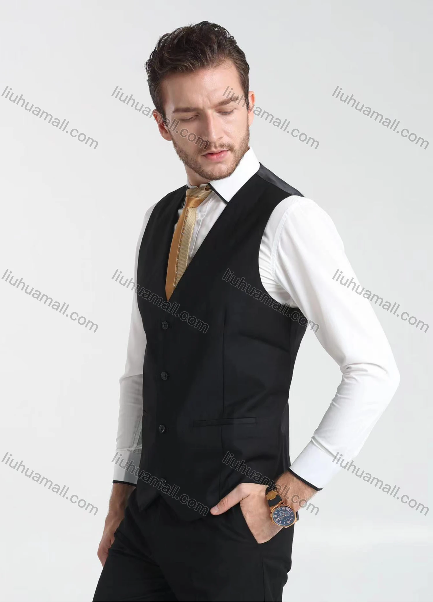 Wholesale Men's Formal Business Plain Lapel One Button Blazer Jacket & Pants 2-Pieces Suit Set BC005# - Liuhuamall